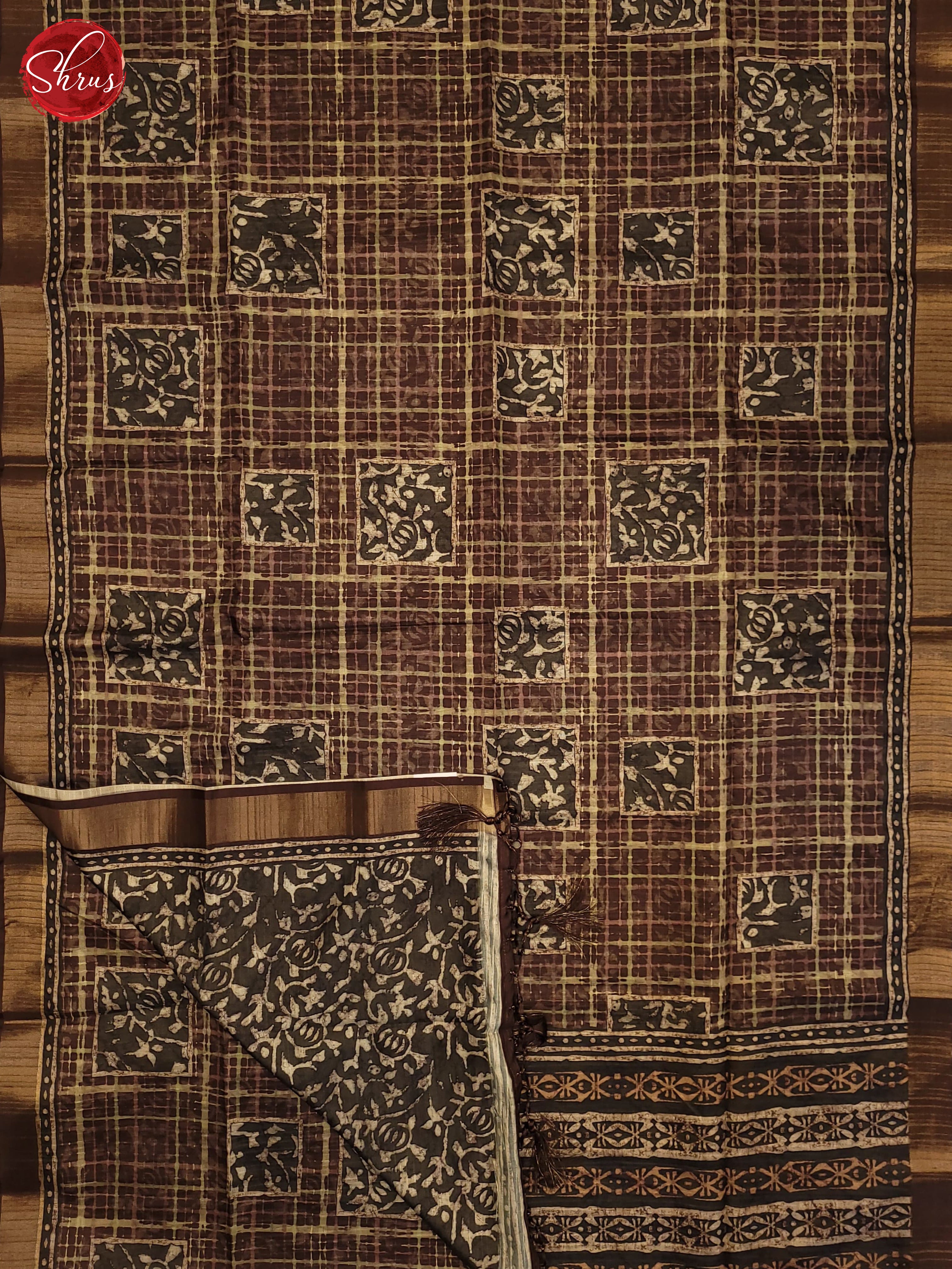 Brown(Single Tone)- Semi Tussar Saree - Shop on ShrusEternity.com