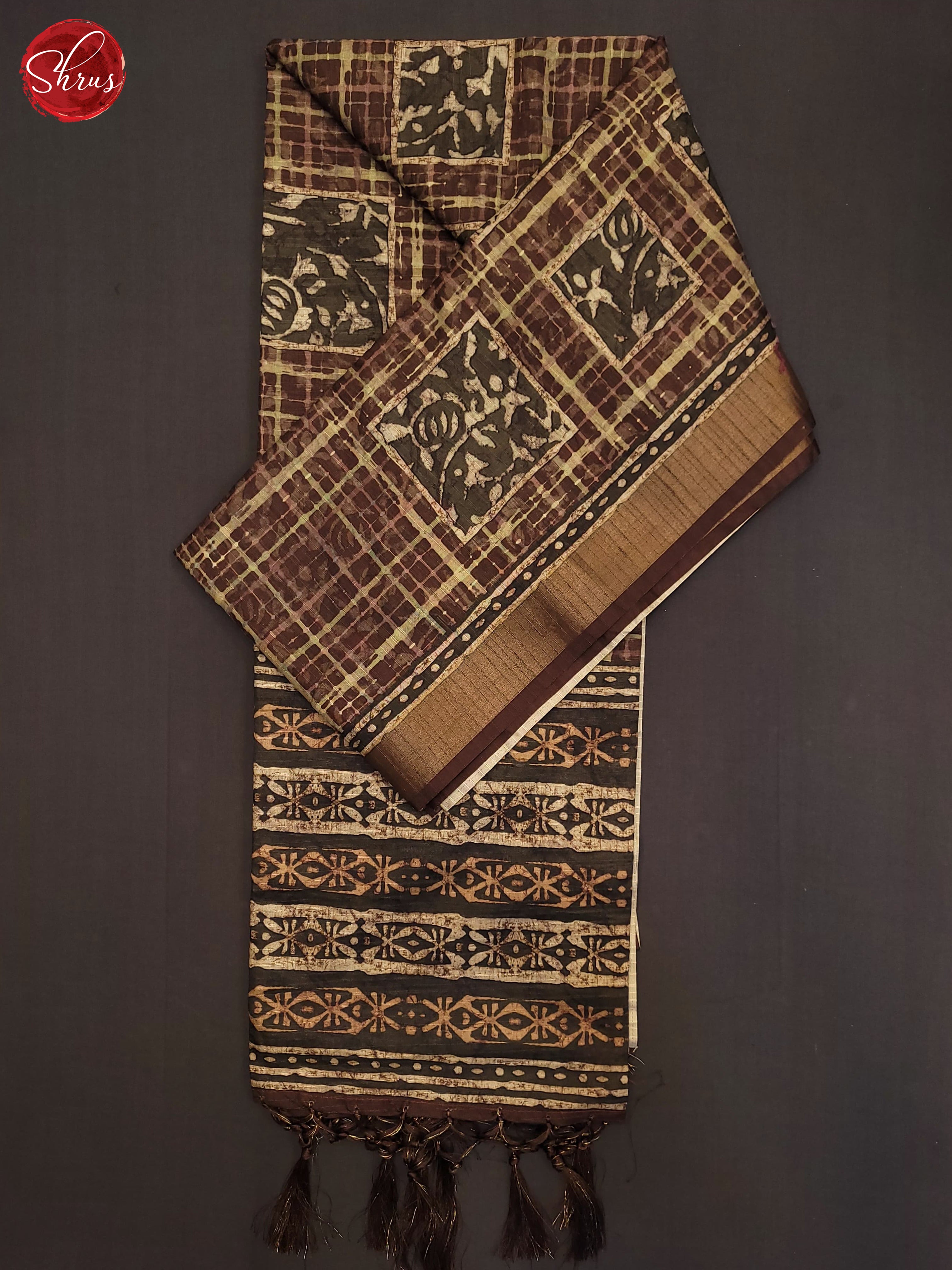 Brown(Single Tone)- Semi Tussar Saree - Shop on ShrusEternity.com