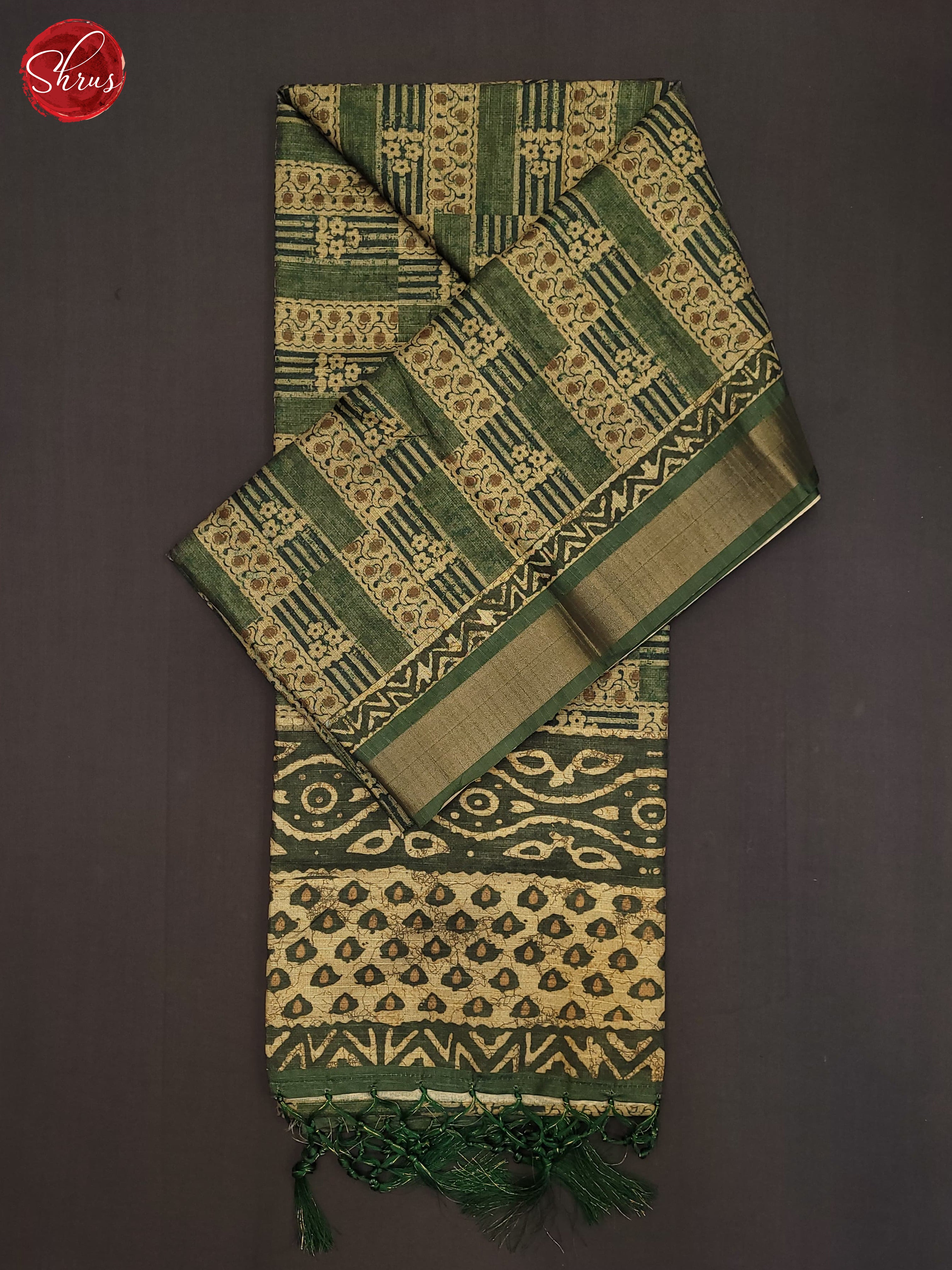 Green(Single Tone) - Semi Tussar Saree - Shop on ShrusEternity.com