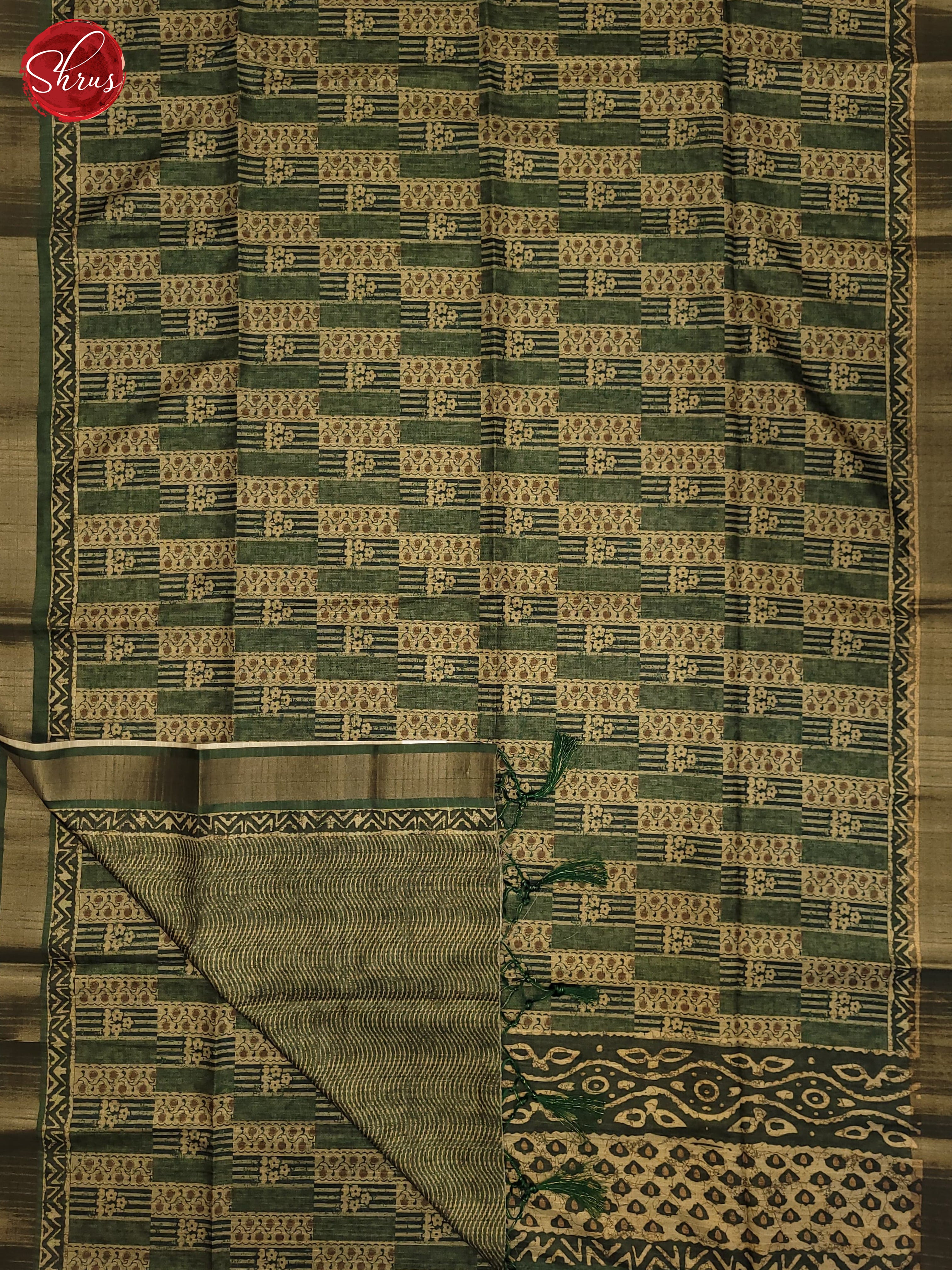 Green(Single Tone) - Semi Tussar Saree - Shop on ShrusEternity.com