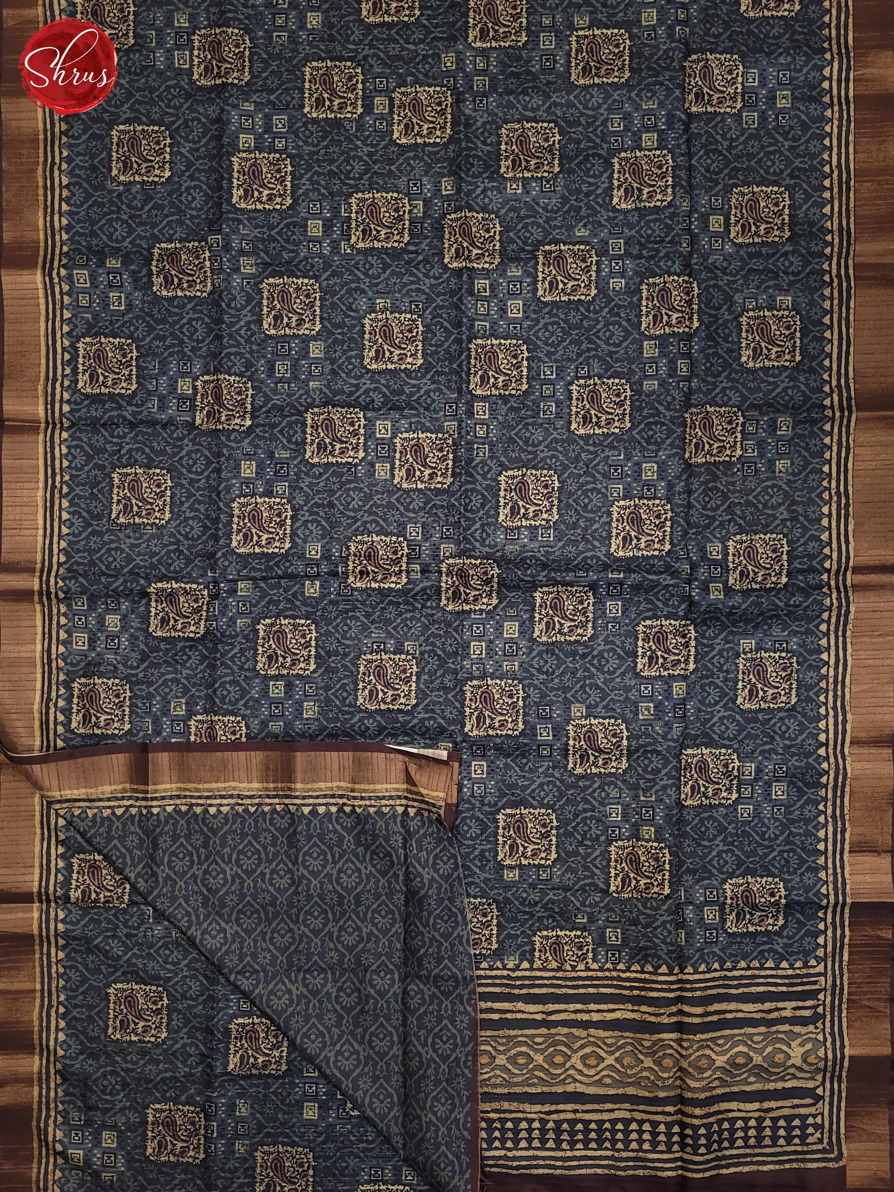 Blue & Brown- Semi Tussar Saree - Shop on ShrusEternity.com