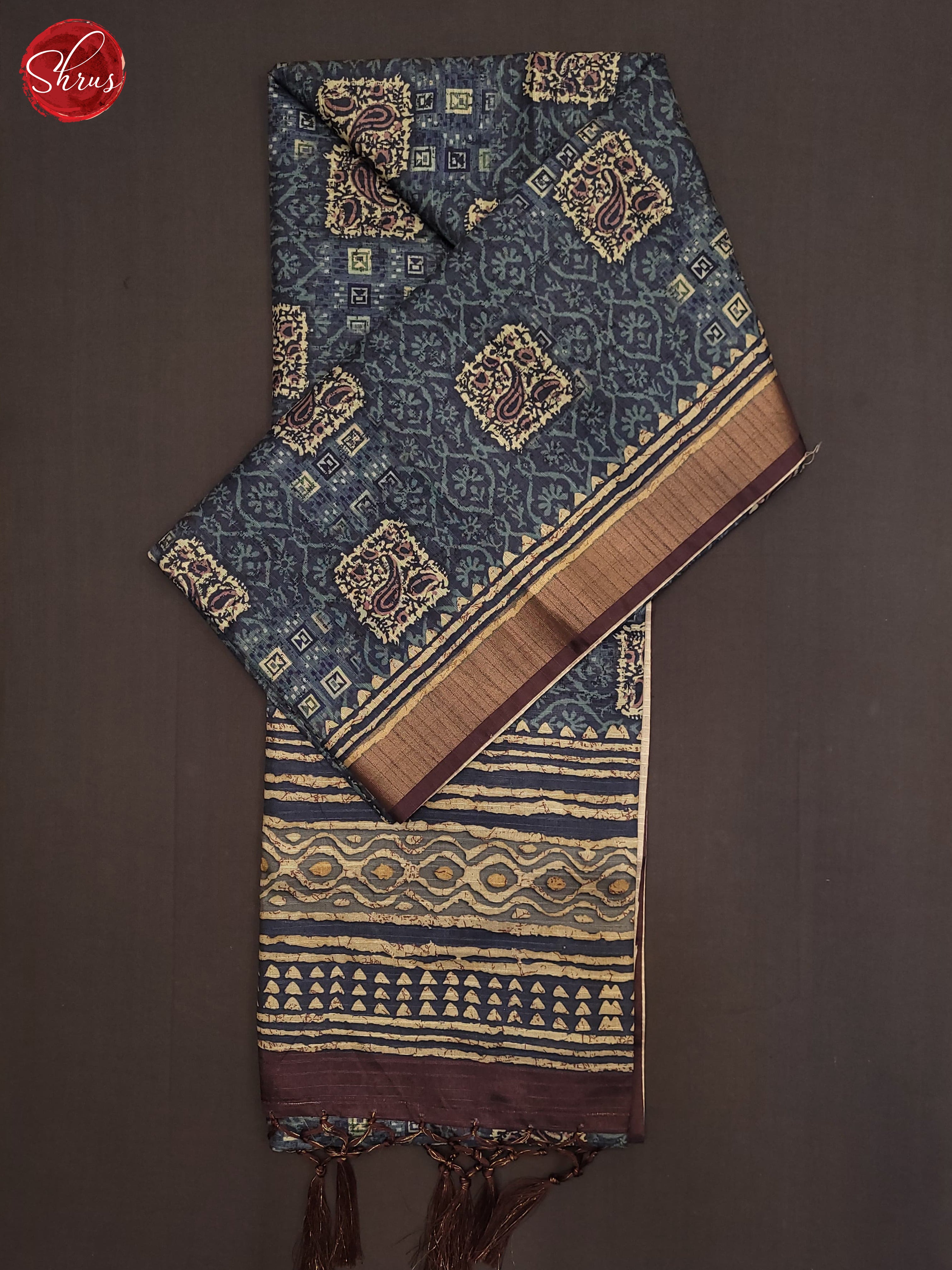 Blue & Brown- Semi Tussar Saree - Shop on ShrusEternity.com