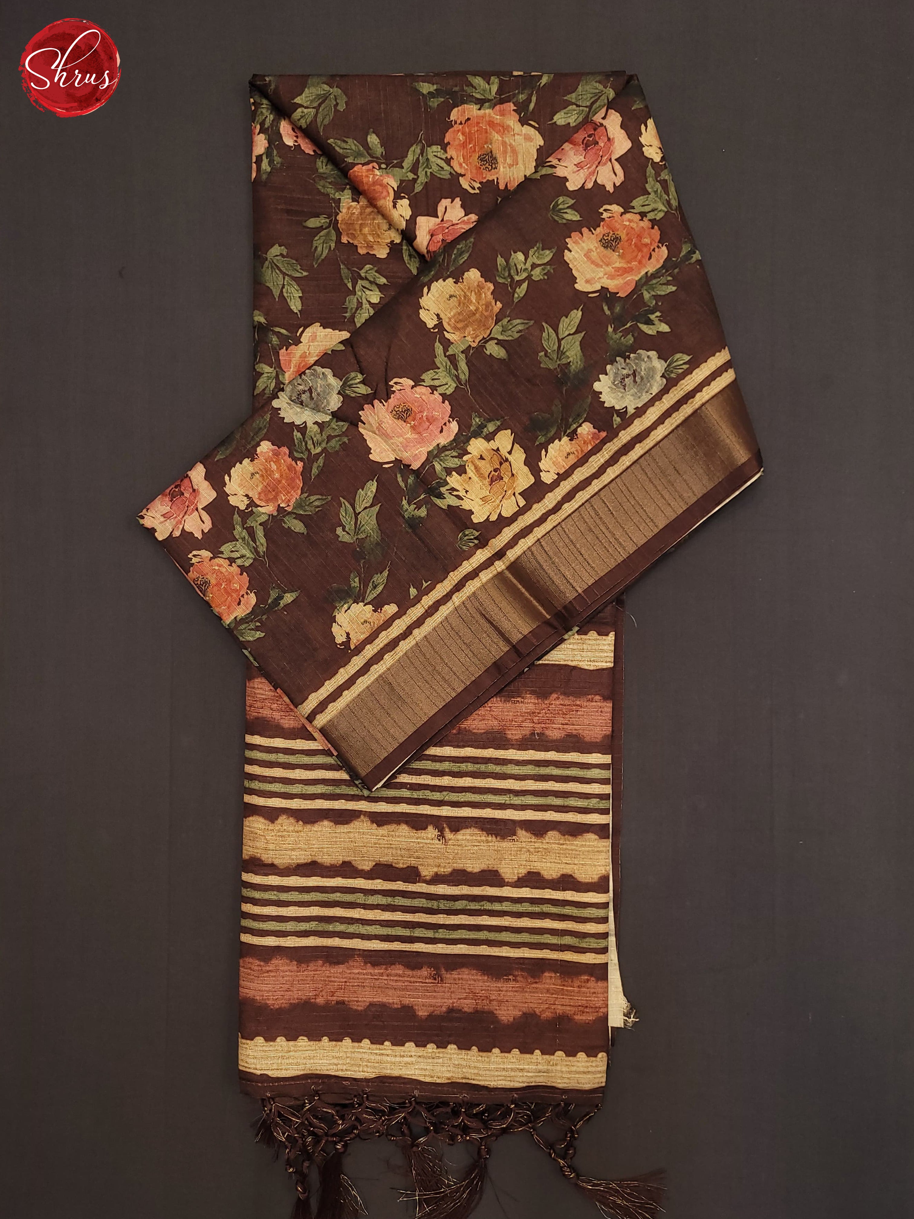 Brown(Single Tone)- Semi Tussar Saree - Shop on ShrusEternity.com