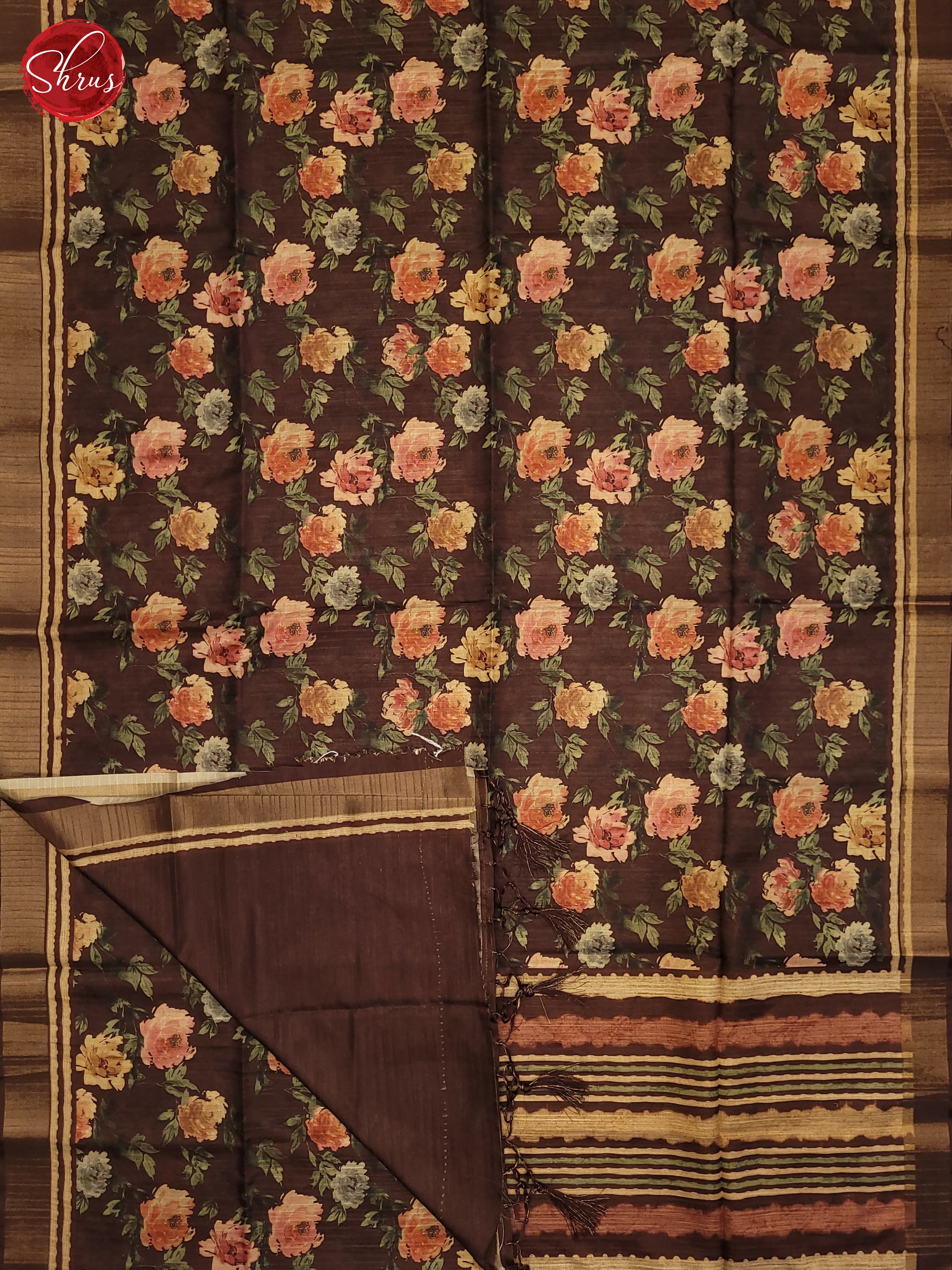 Brown(Single Tone)- Semi Tussar Saree - Shop on ShrusEternity.com