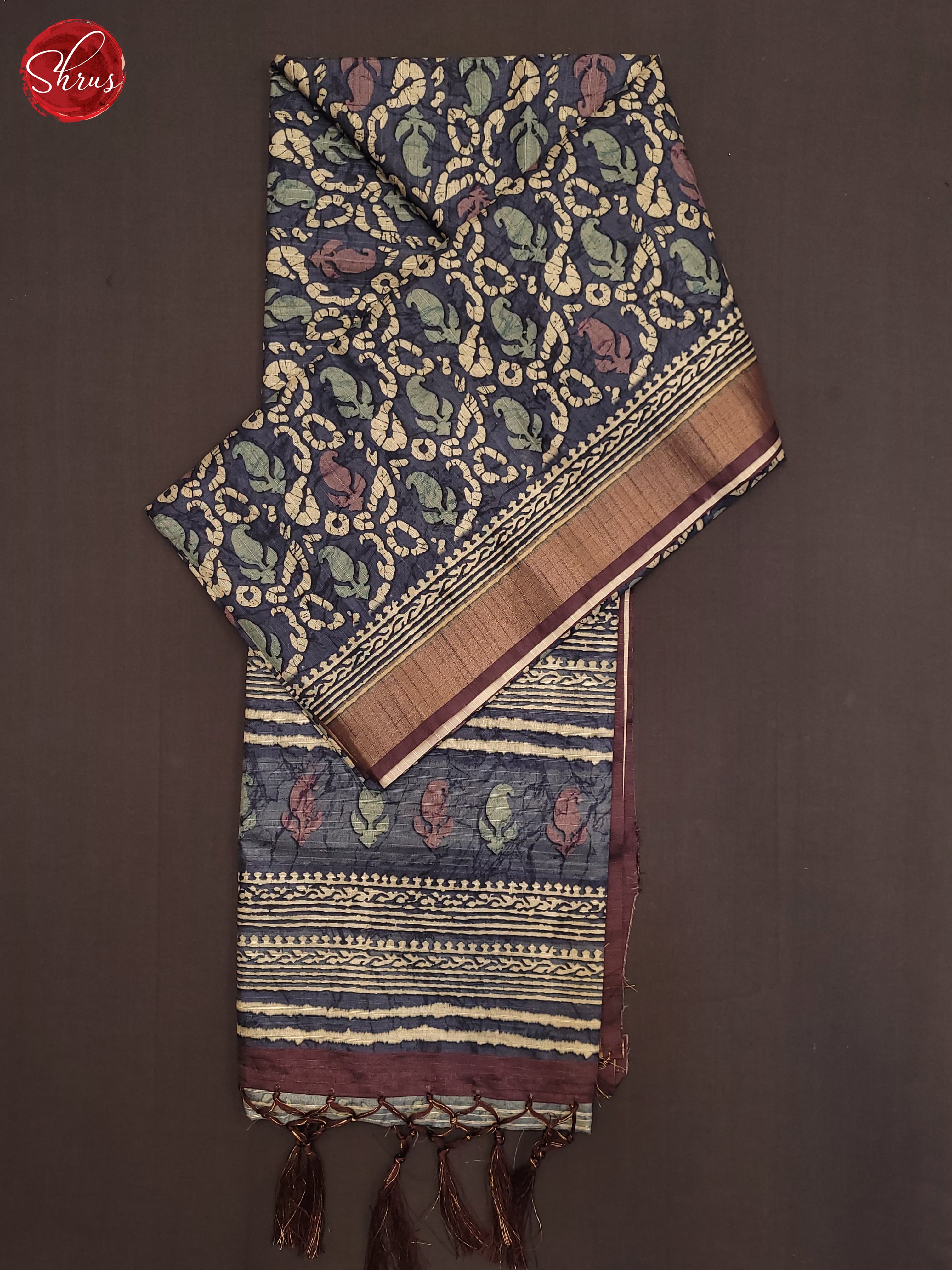 Blue  &  Brown - Semi Tussar Saree - Shop on ShrusEternity.com