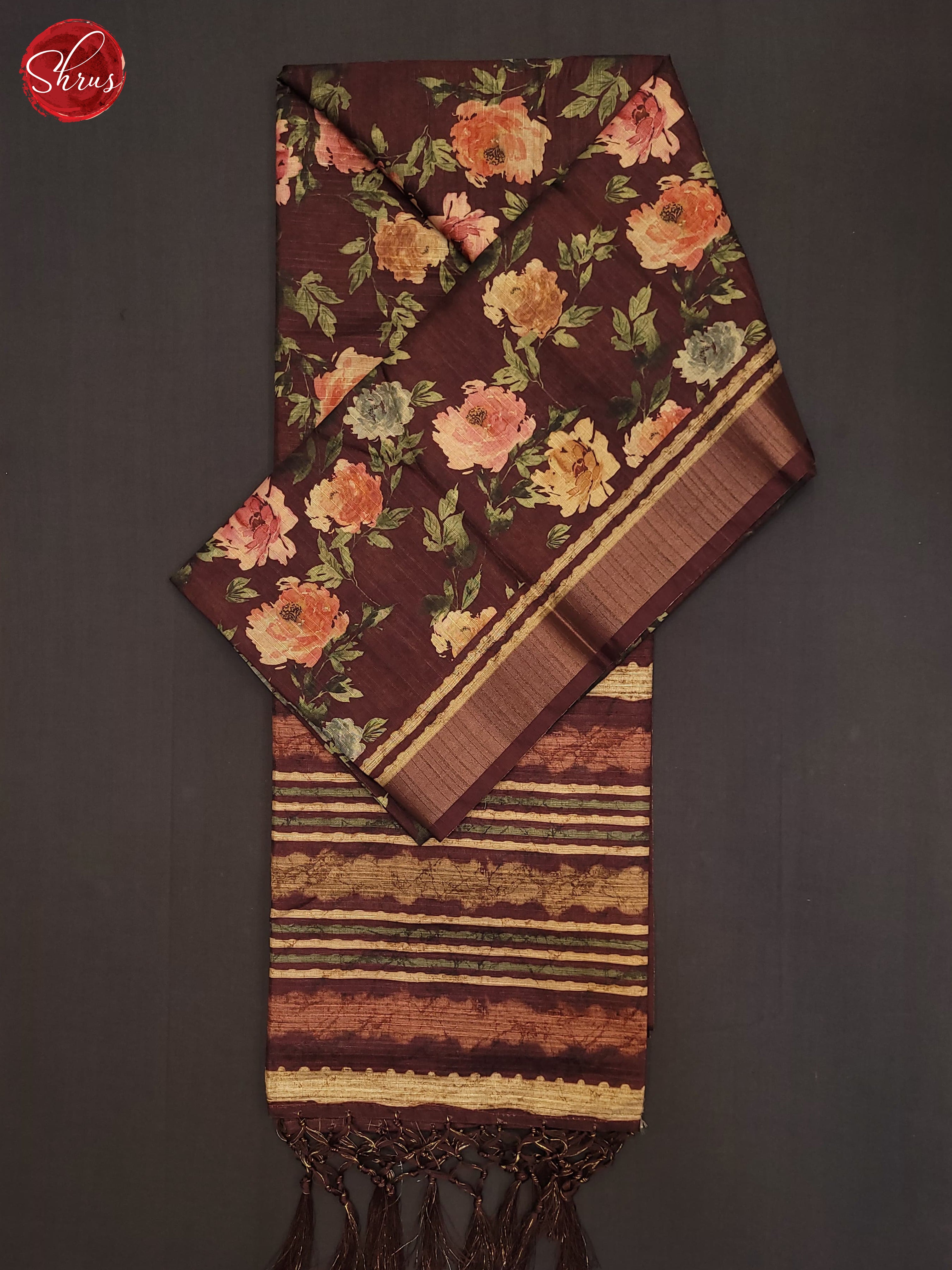 Brown(Single tone) - Semi Tussar Saree - Shop on ShrusEternity.com