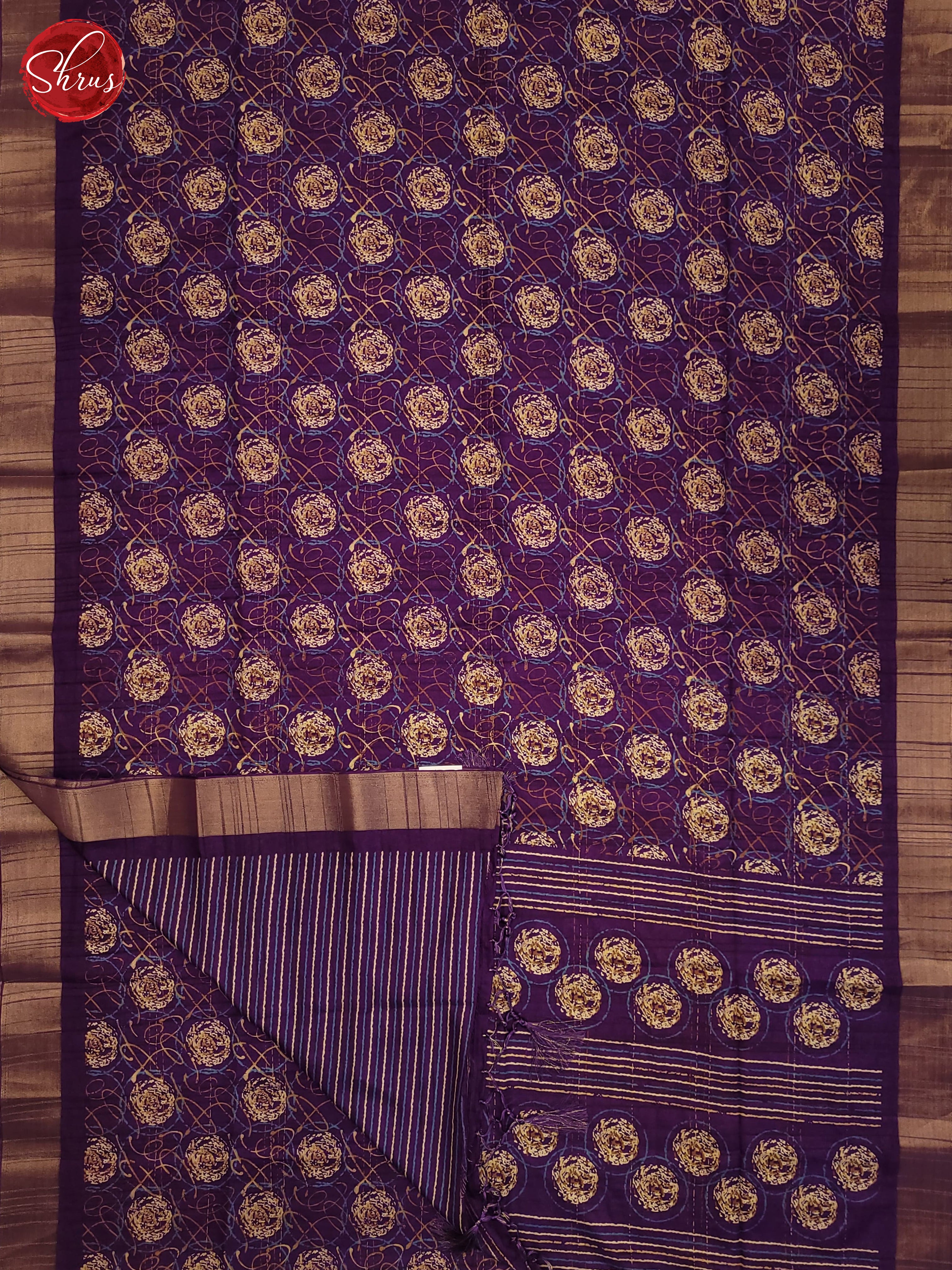 Purple(Single Tone) - Semi Tussar Saree - Shop on ShrusEternity.com