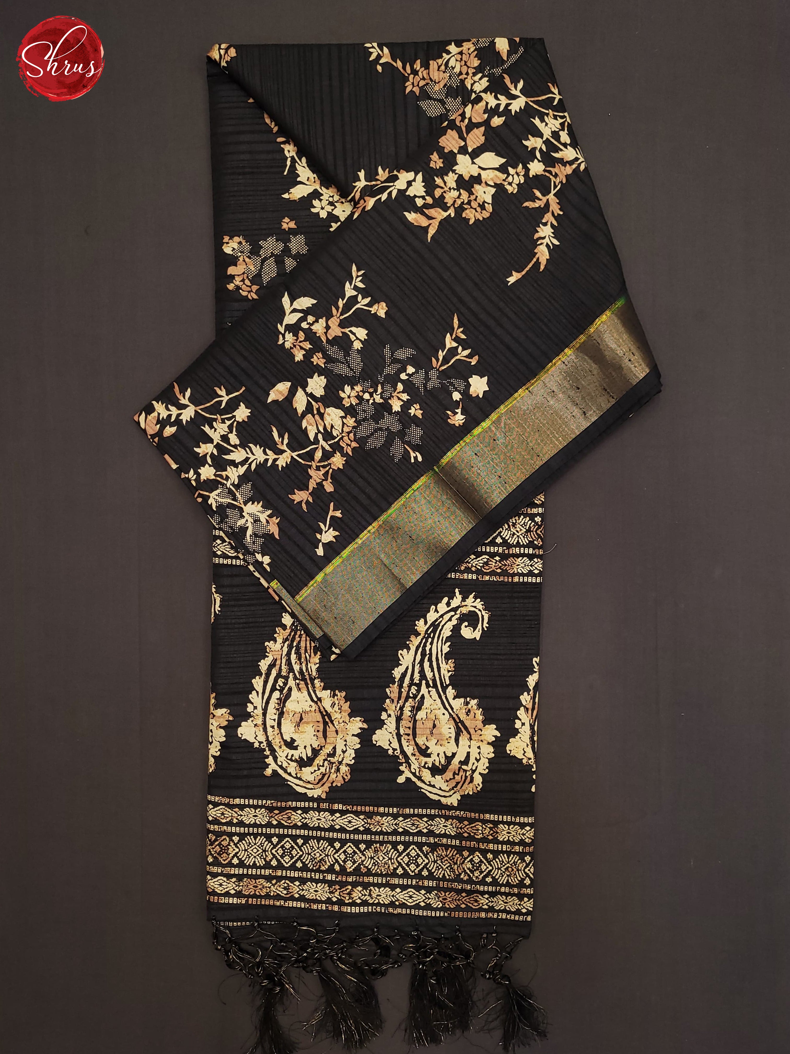 Black(Single Tone) - Semi Tussar Saree - Shop on ShrusEternity.com