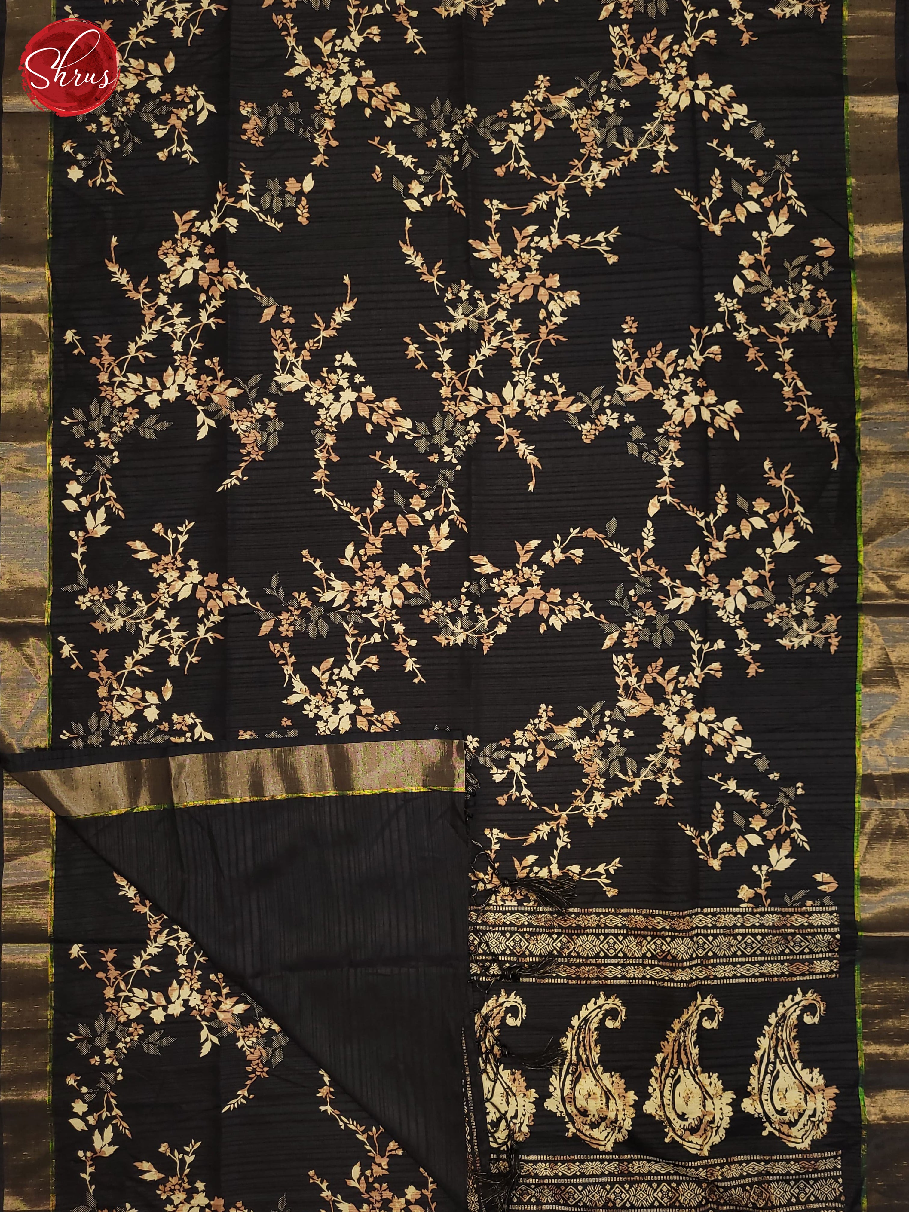 Black(Single Tone) - Semi Tussar Saree - Shop on ShrusEternity.com