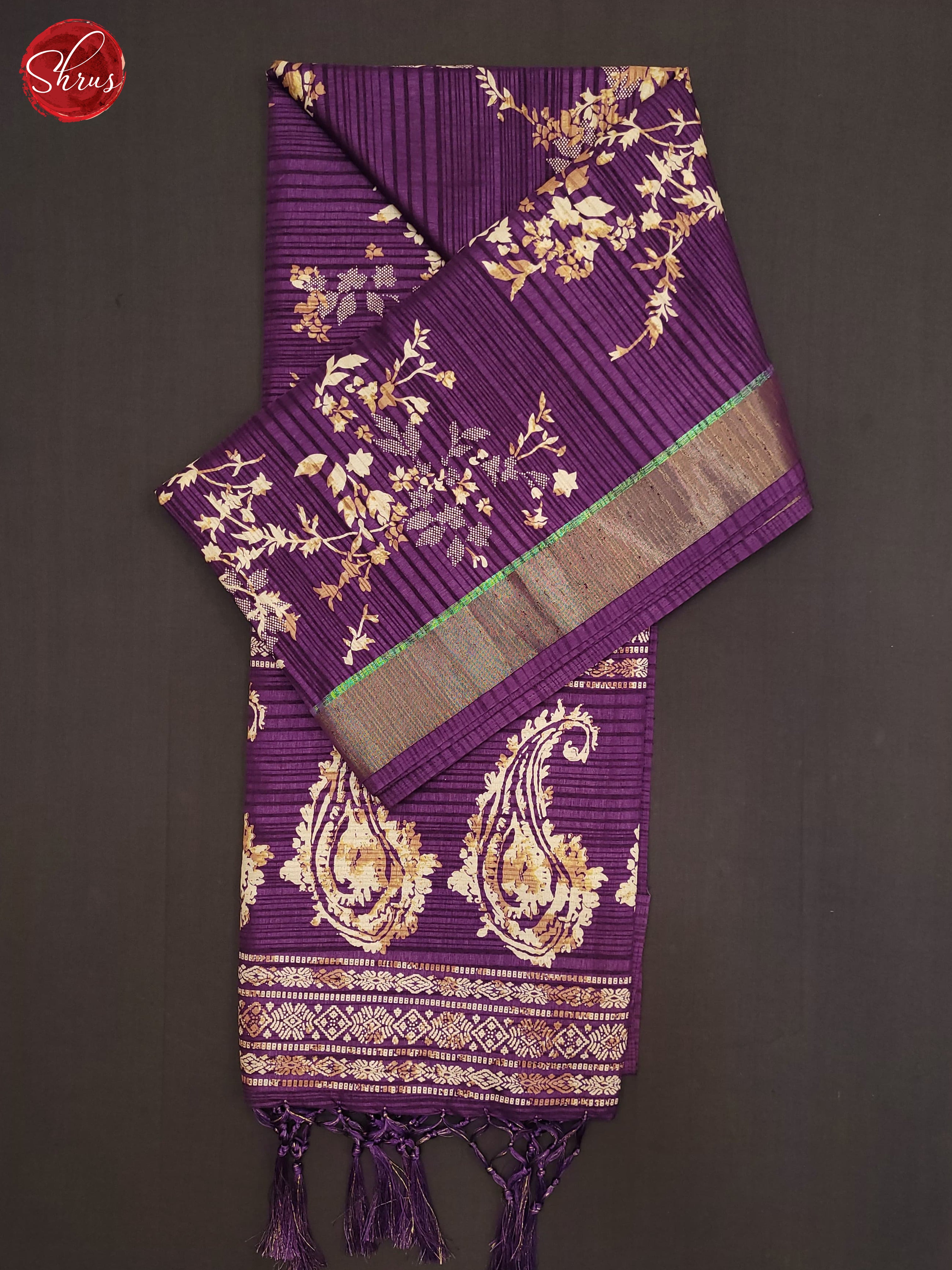 Purple(Single Tone) - Semi Tussar Saree - Shop on ShrusEternity.com