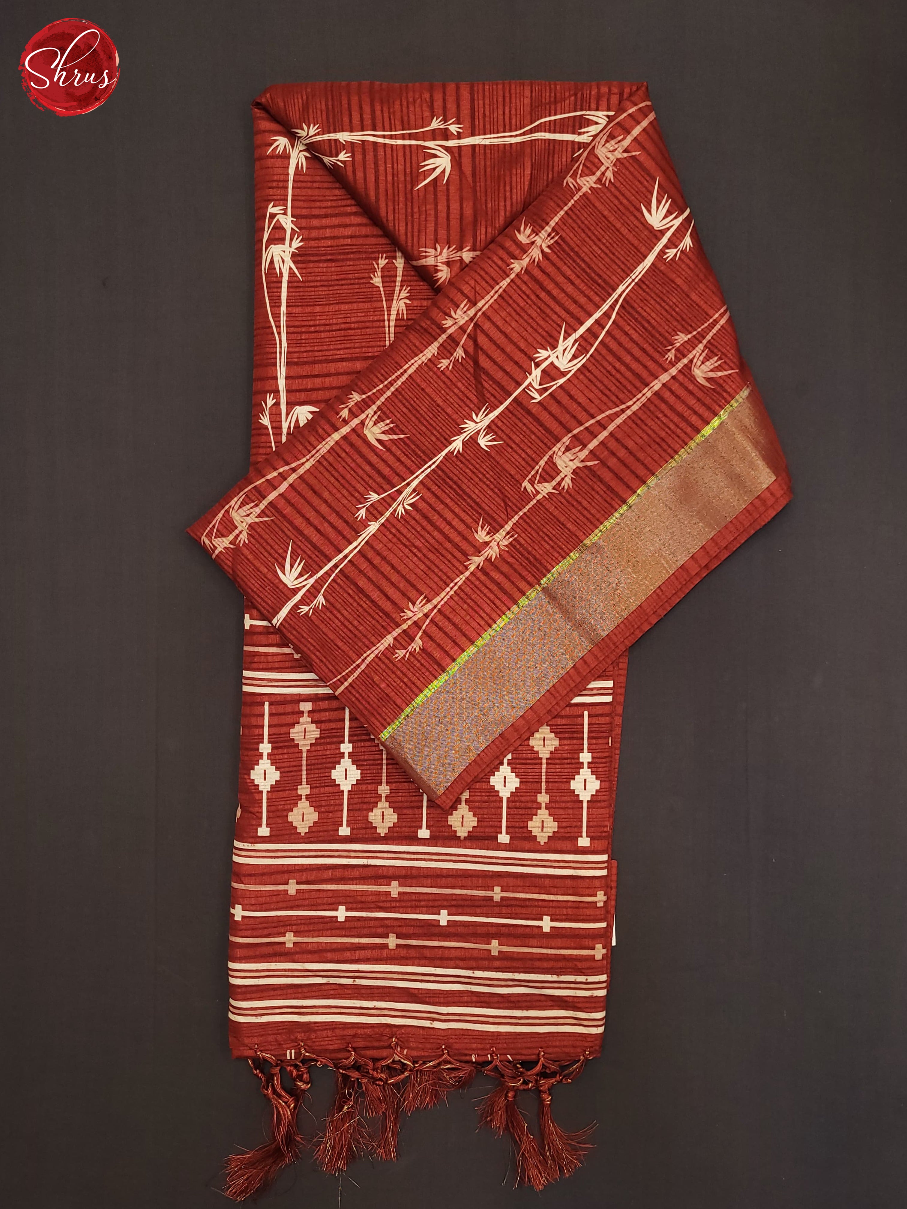 Red(Single Tone)- Semi Tussar Saree - Shop on ShrusEternity.com