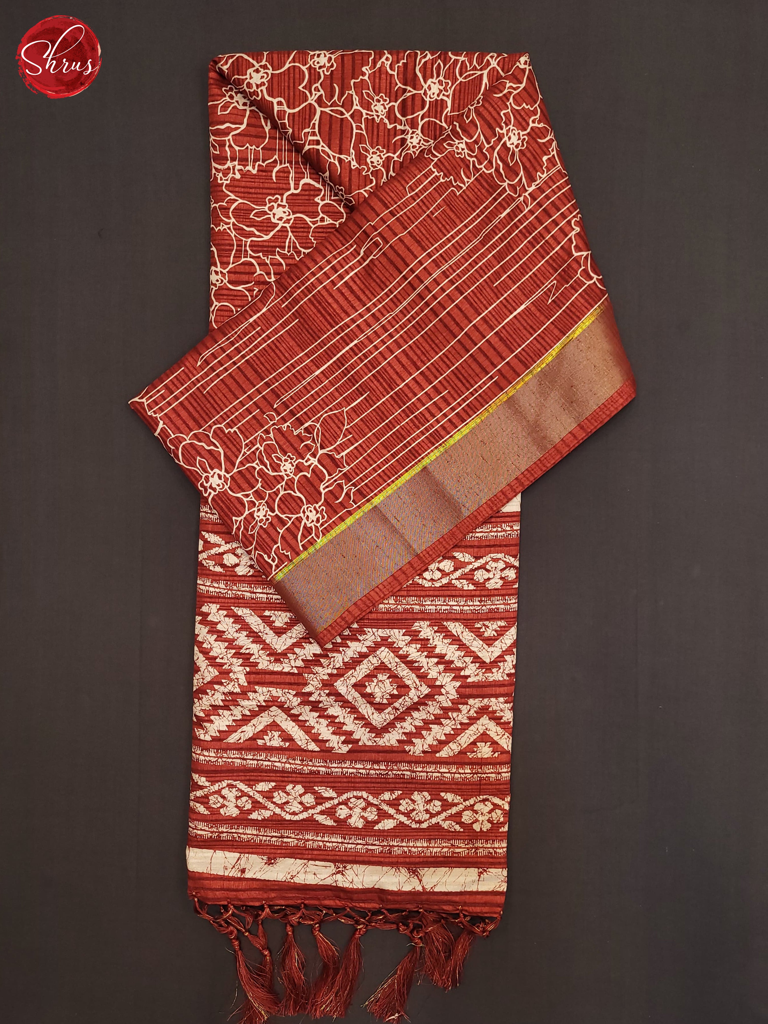 Red(Single Tone) - Semi Tussar Saree - Shop on ShrusEternity.com