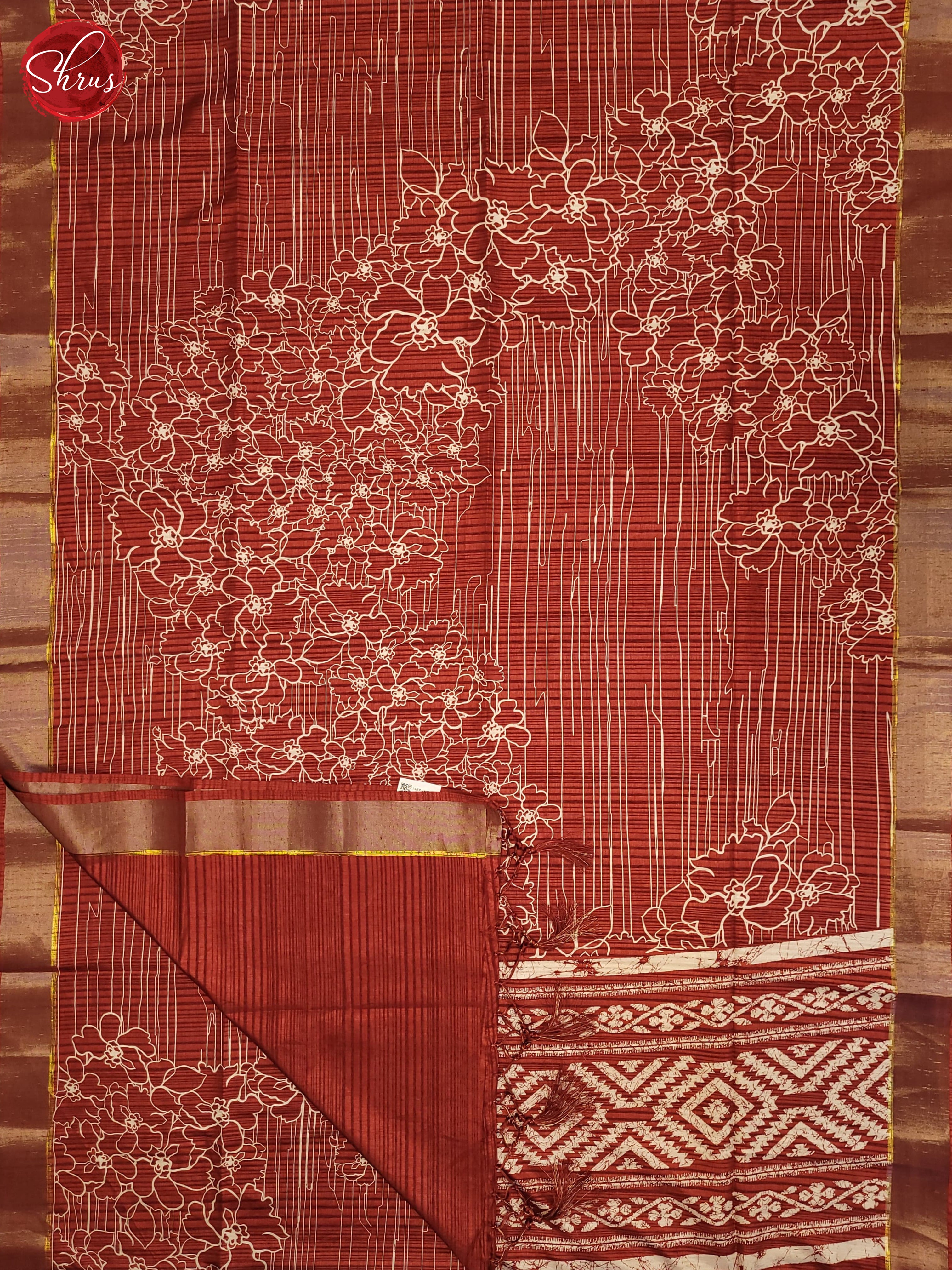 Red(Single Tone) - Semi Tussar Saree - Shop on ShrusEternity.com