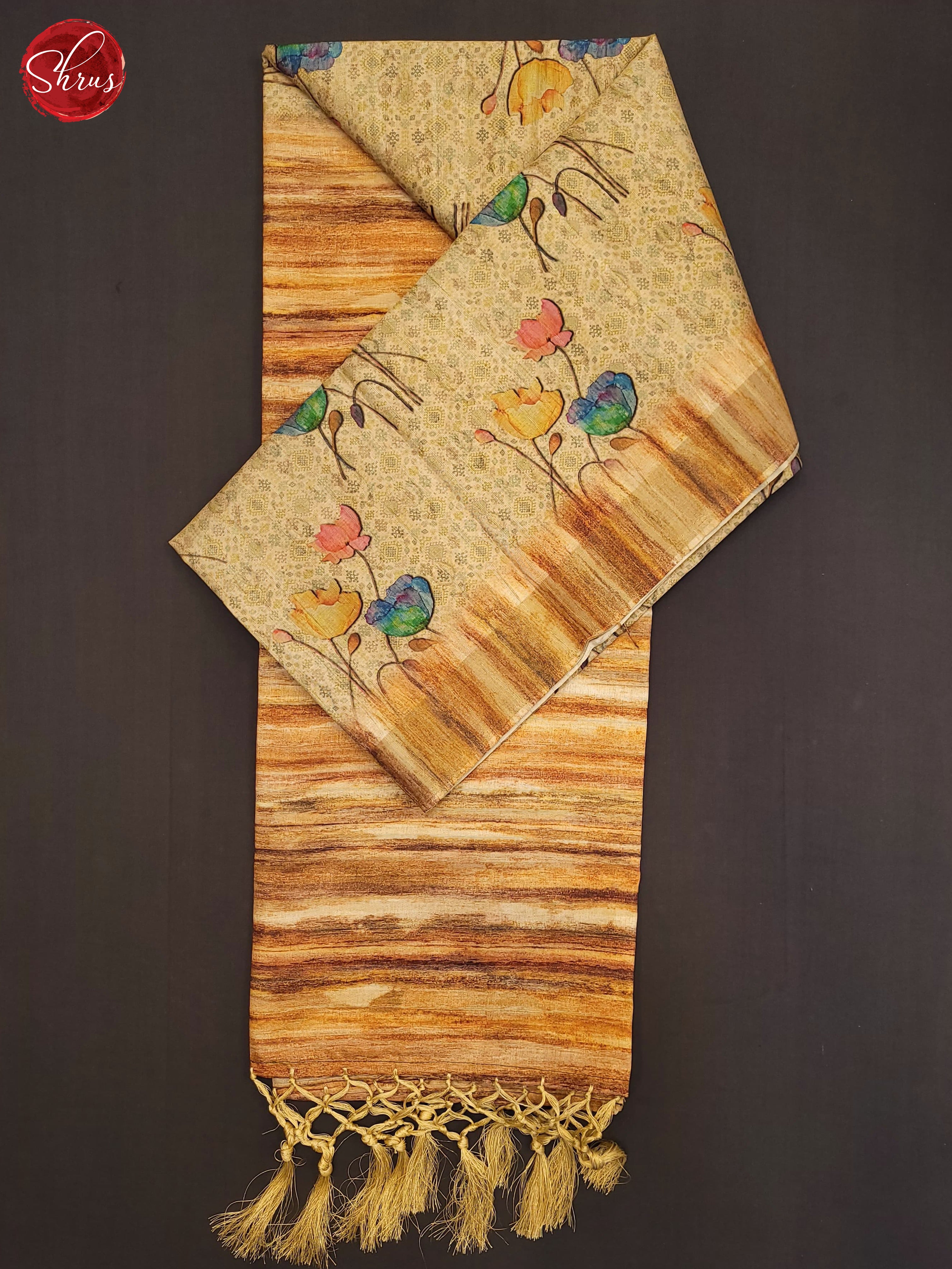 Beige & Brown - Semi Tussar Saree - Shop on ShrusEternity.com