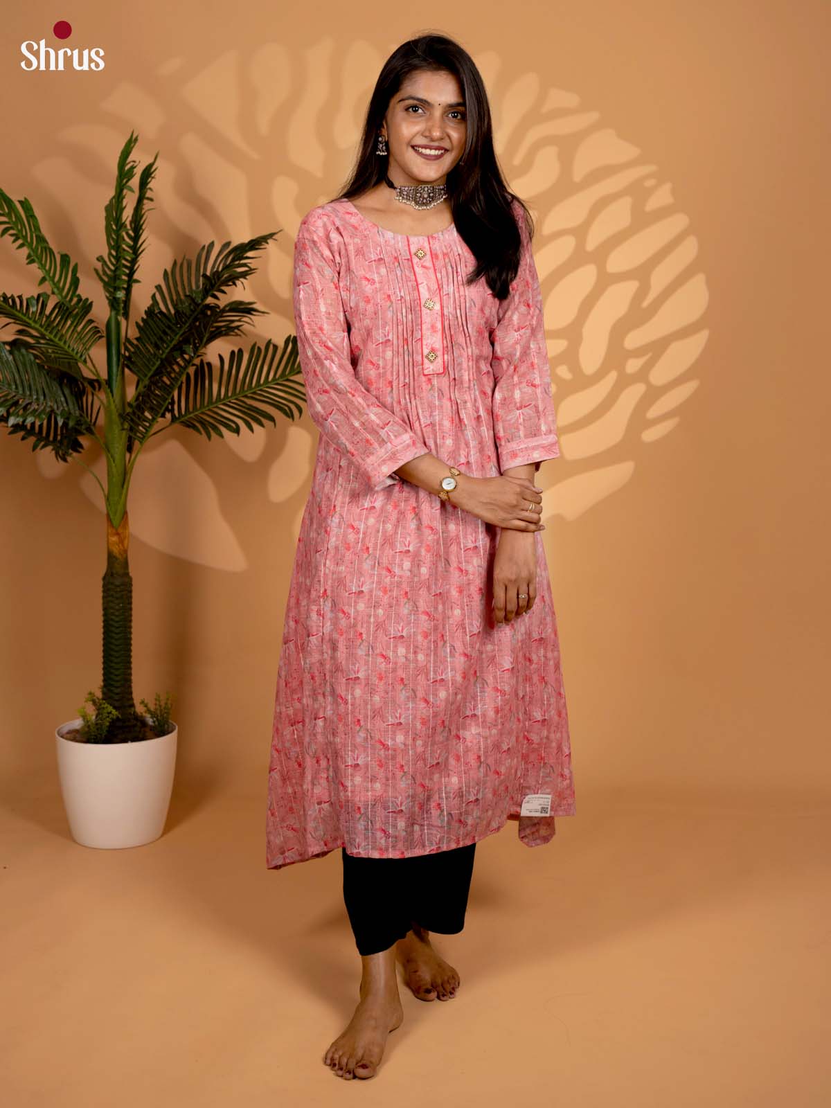 Peach  - Printed Readymade Kurti