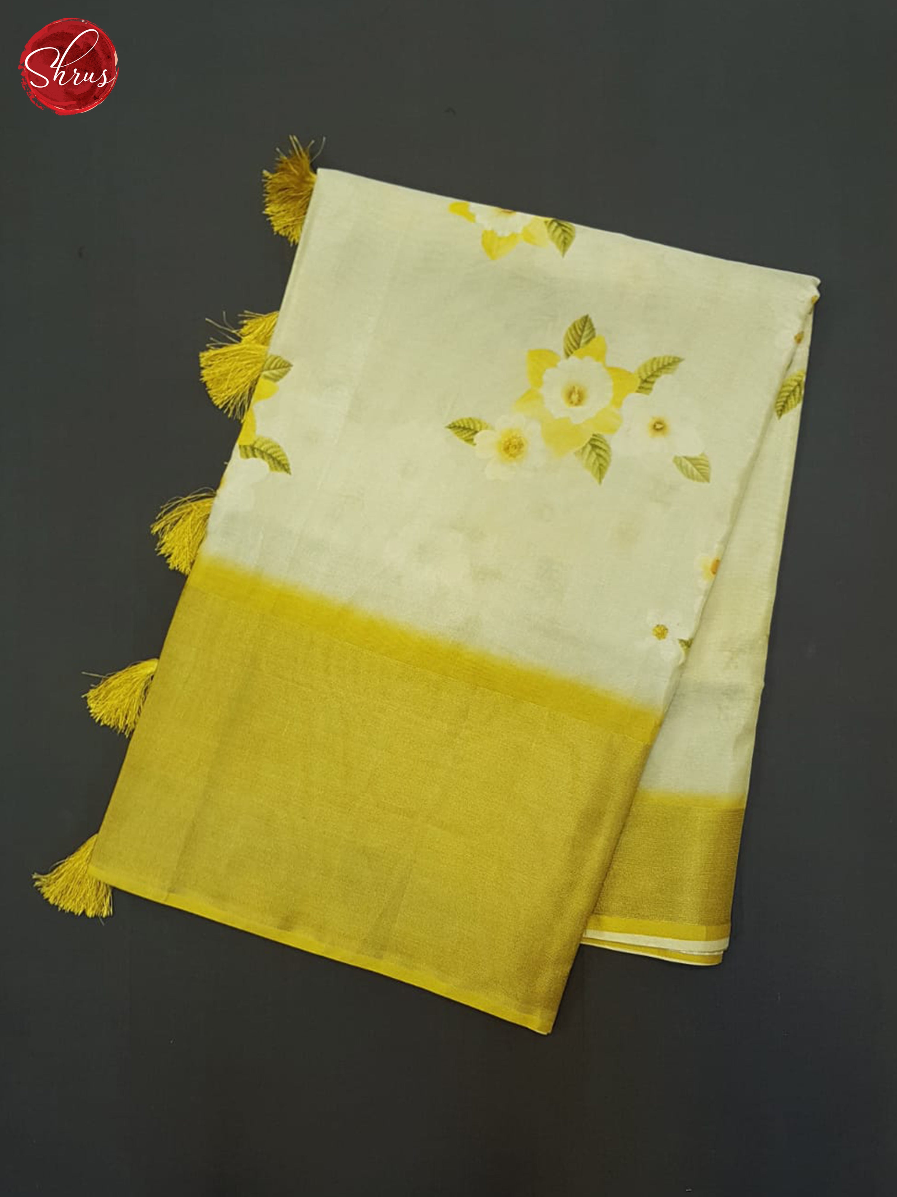 Cream & Yellow - Semi Tissue Saree - Shop on ShrusEternity.com