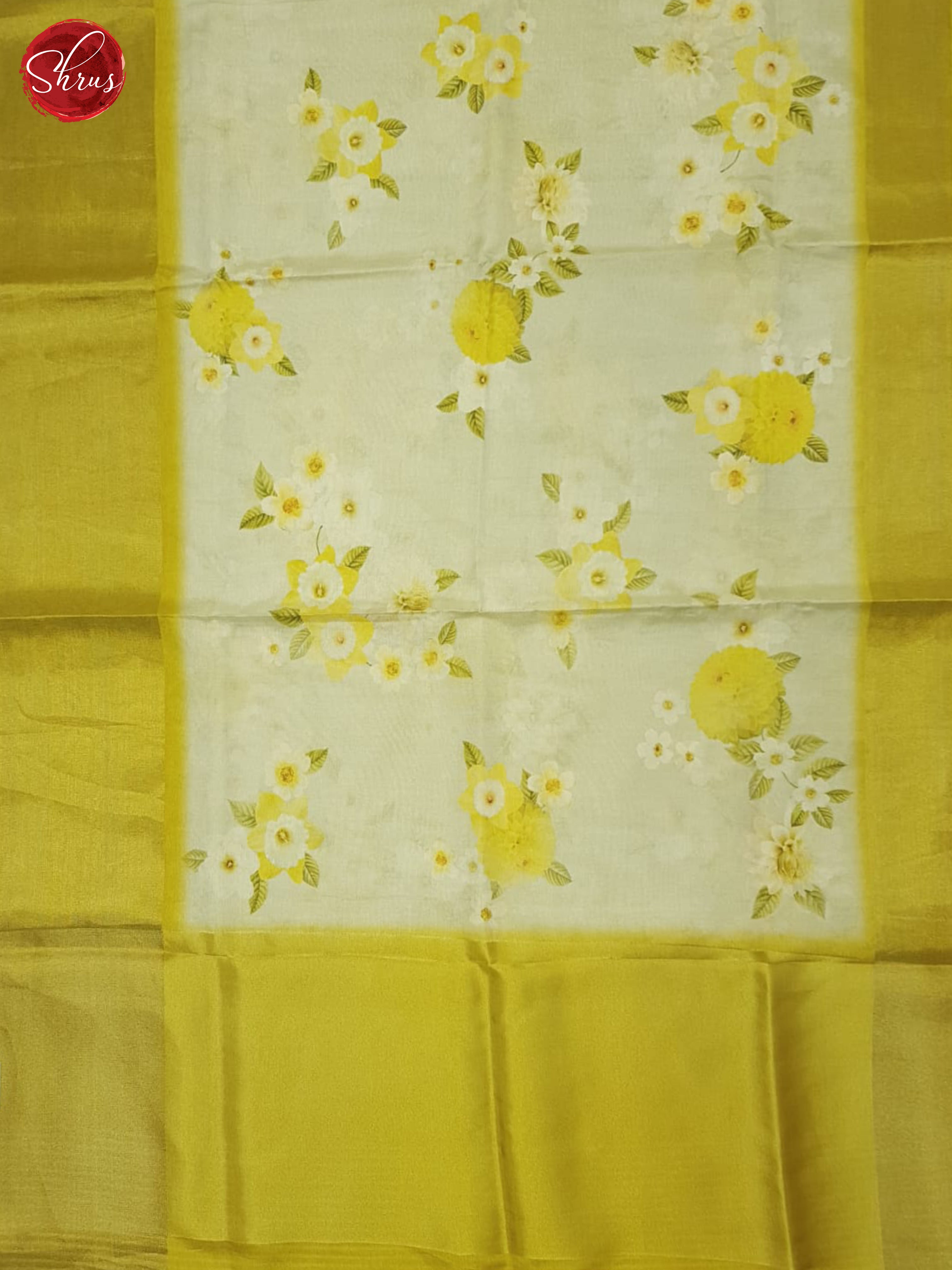 Cream & Yellow - Semi Tissue Saree - Shop on ShrusEternity.com