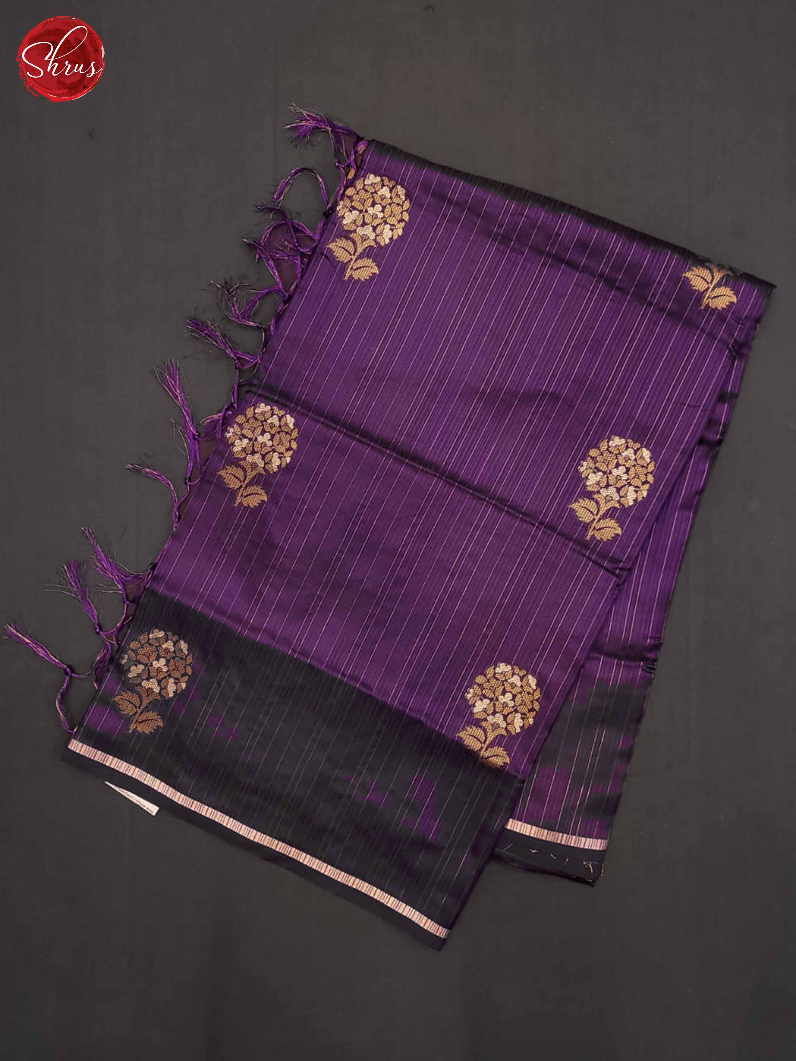 Eggplant(Single Tone)- Soft Silk Half-Pure Saree - Shop on ShrusEternity.com