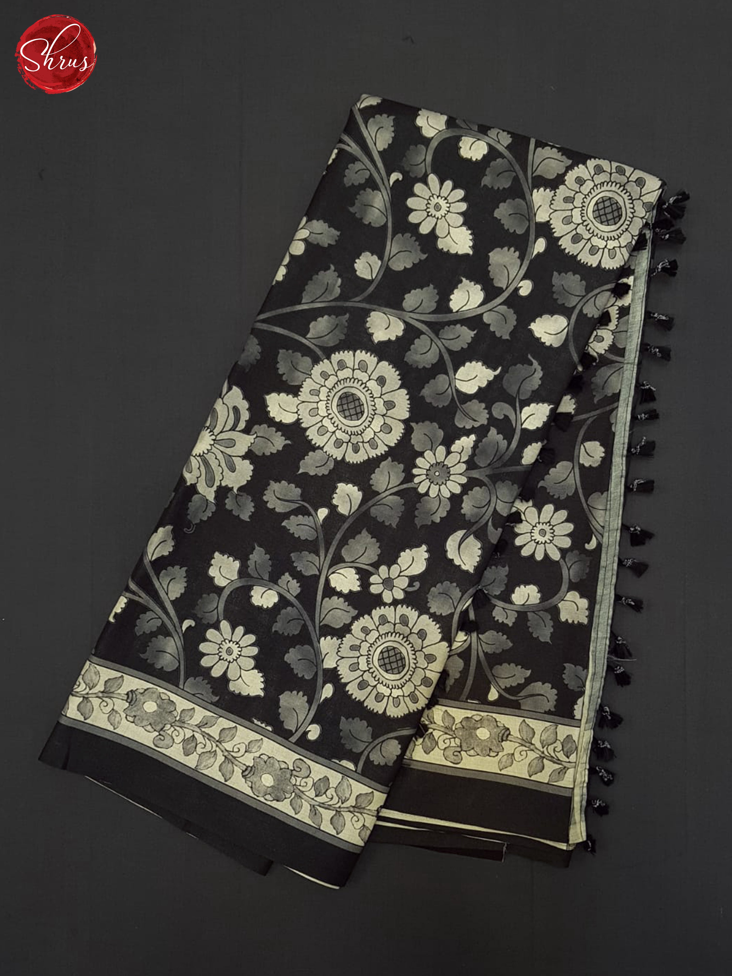 Black (SIngle Tone) - Semi Tussar Saree - Shop on ShrusEternity.com