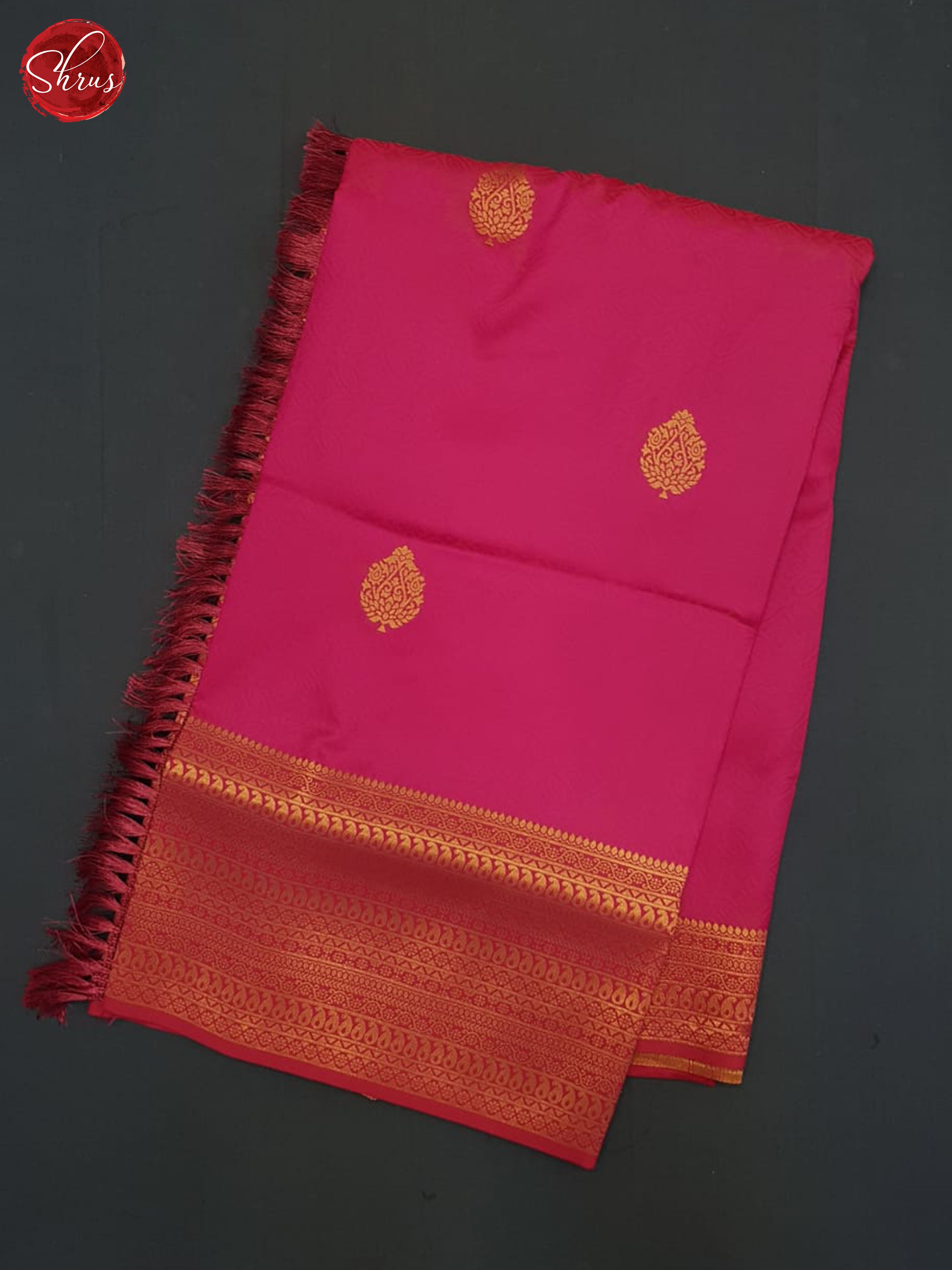 Pink(single tone)- Semi kanchipuram saree - Shop on ShrusEternity.com