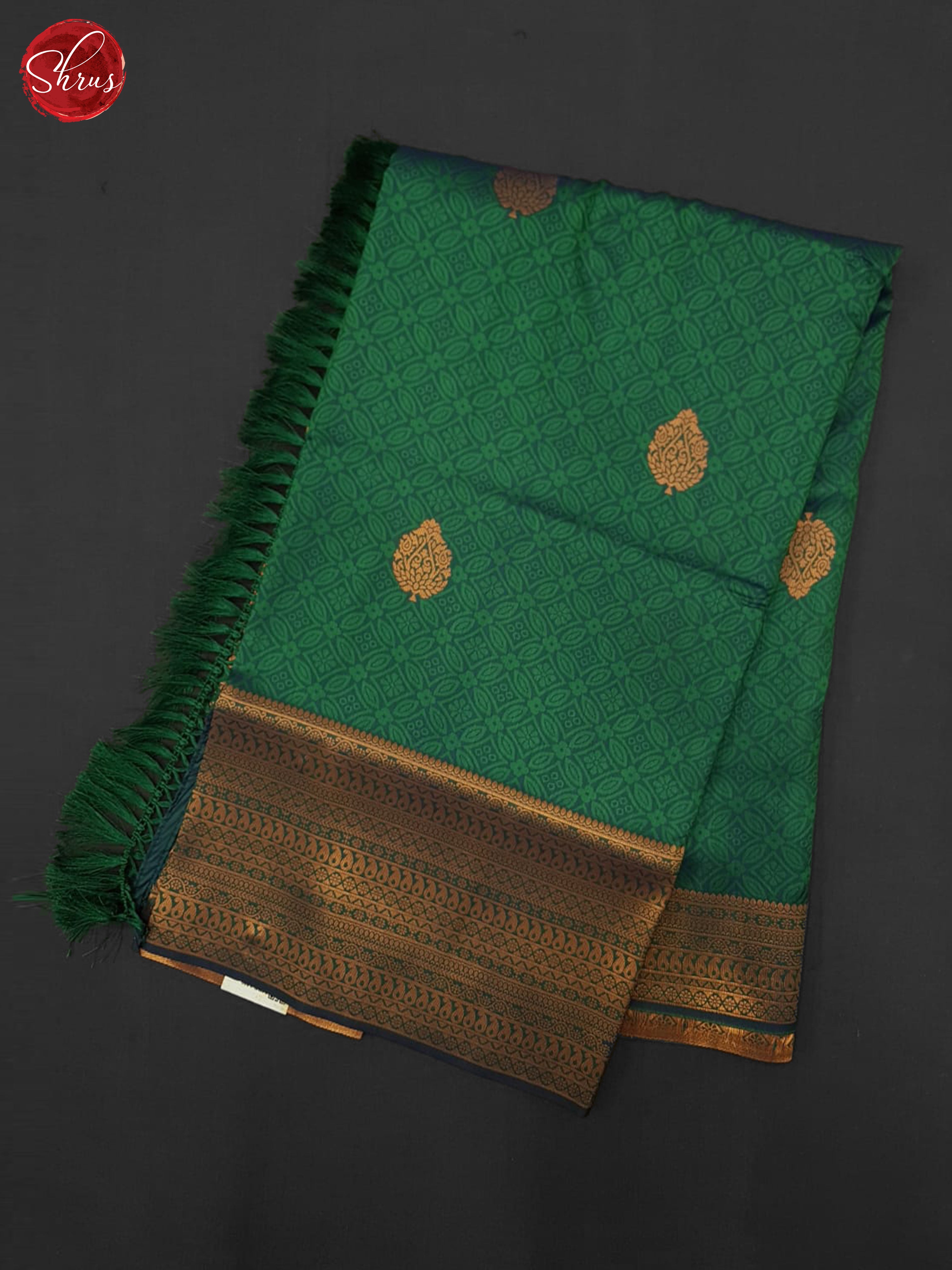 Green(single tone) - Semi Kanchipuram Saree - Shop on ShrusEternity.com