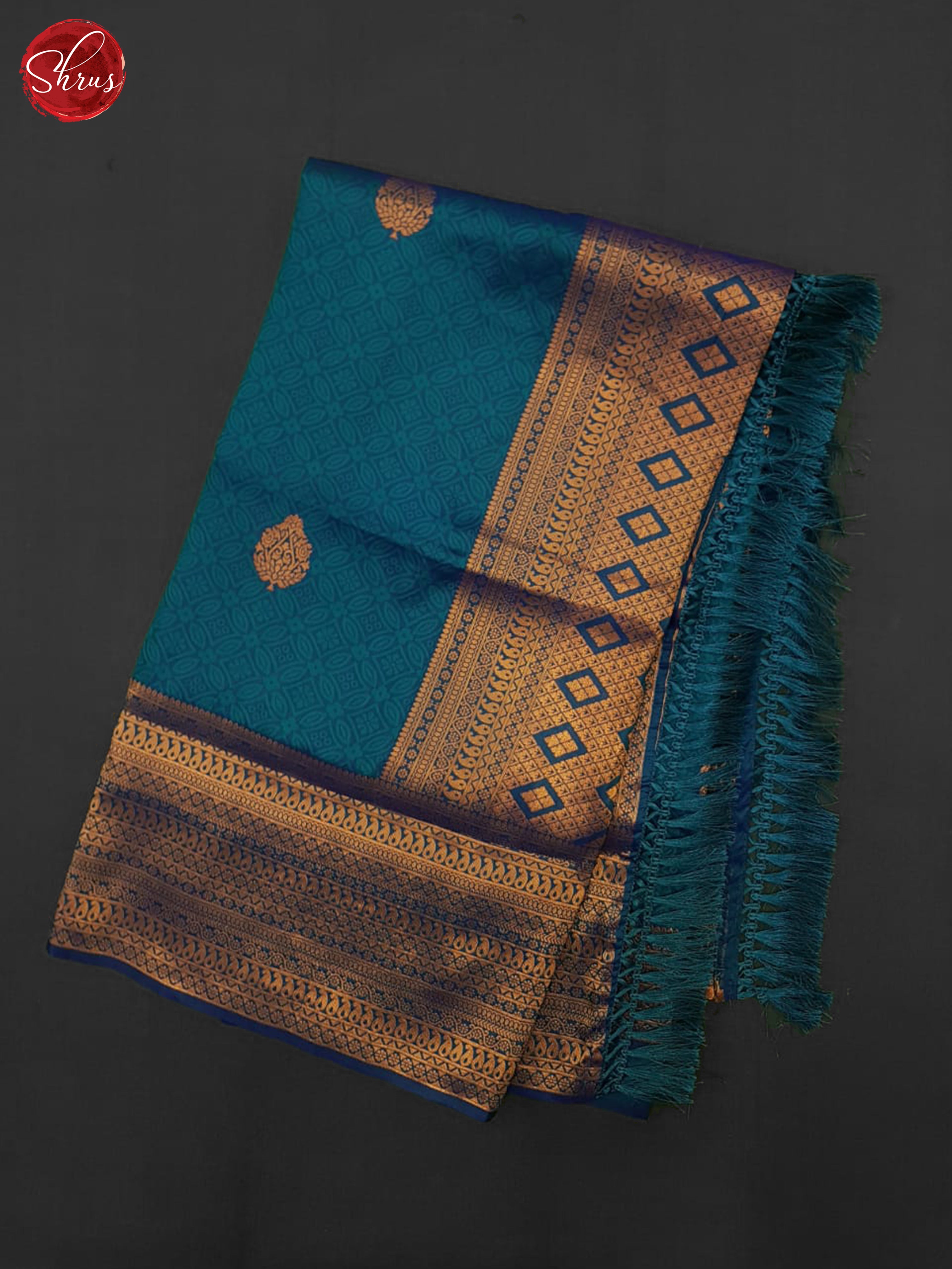 Blue(Single Tone) - Semi Kanchipuram Saree - Shop on ShrusEternity.com