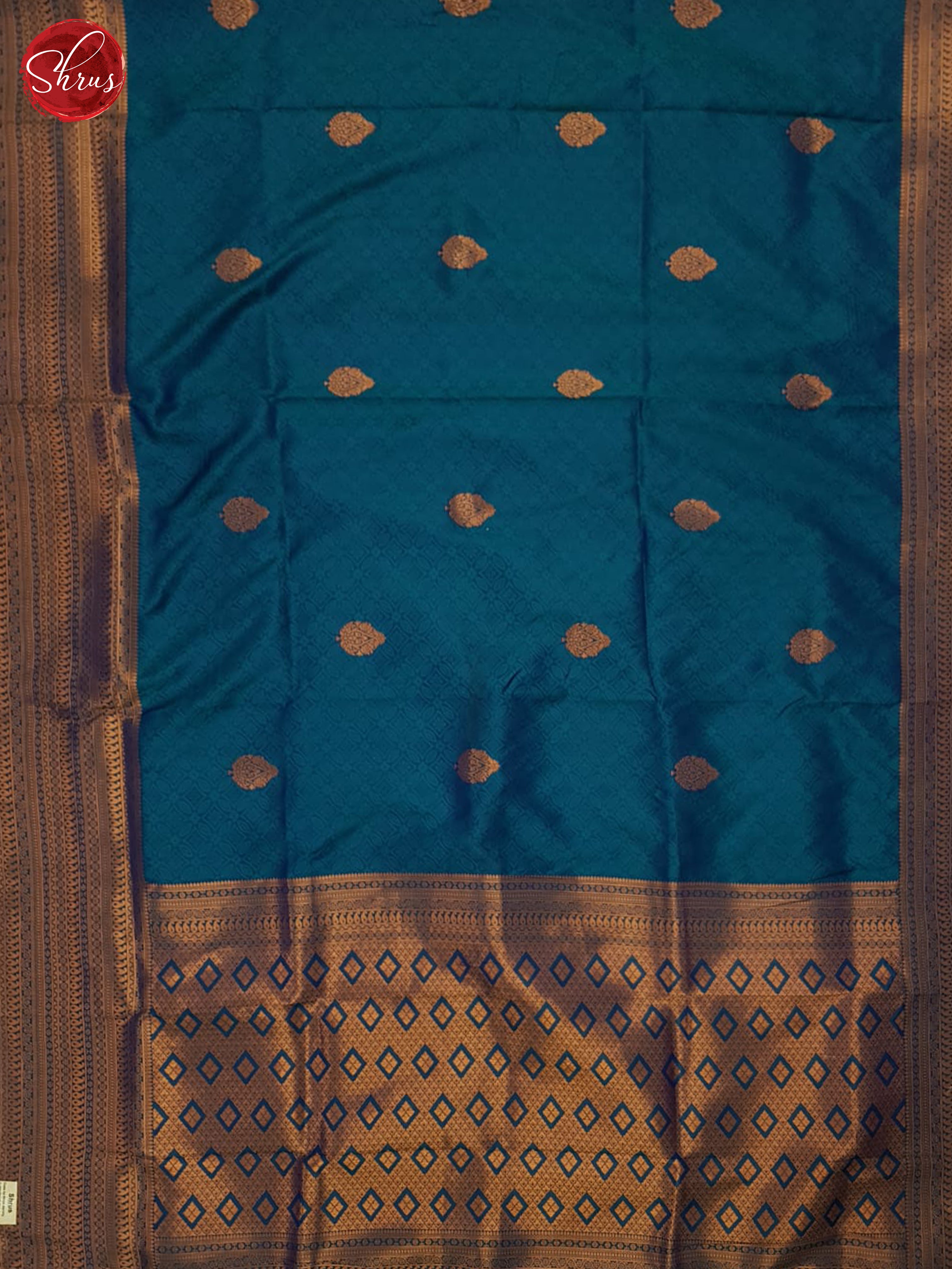 Blue(Single Tone) - Semi Kanchipuram Saree - Shop on ShrusEternity.com