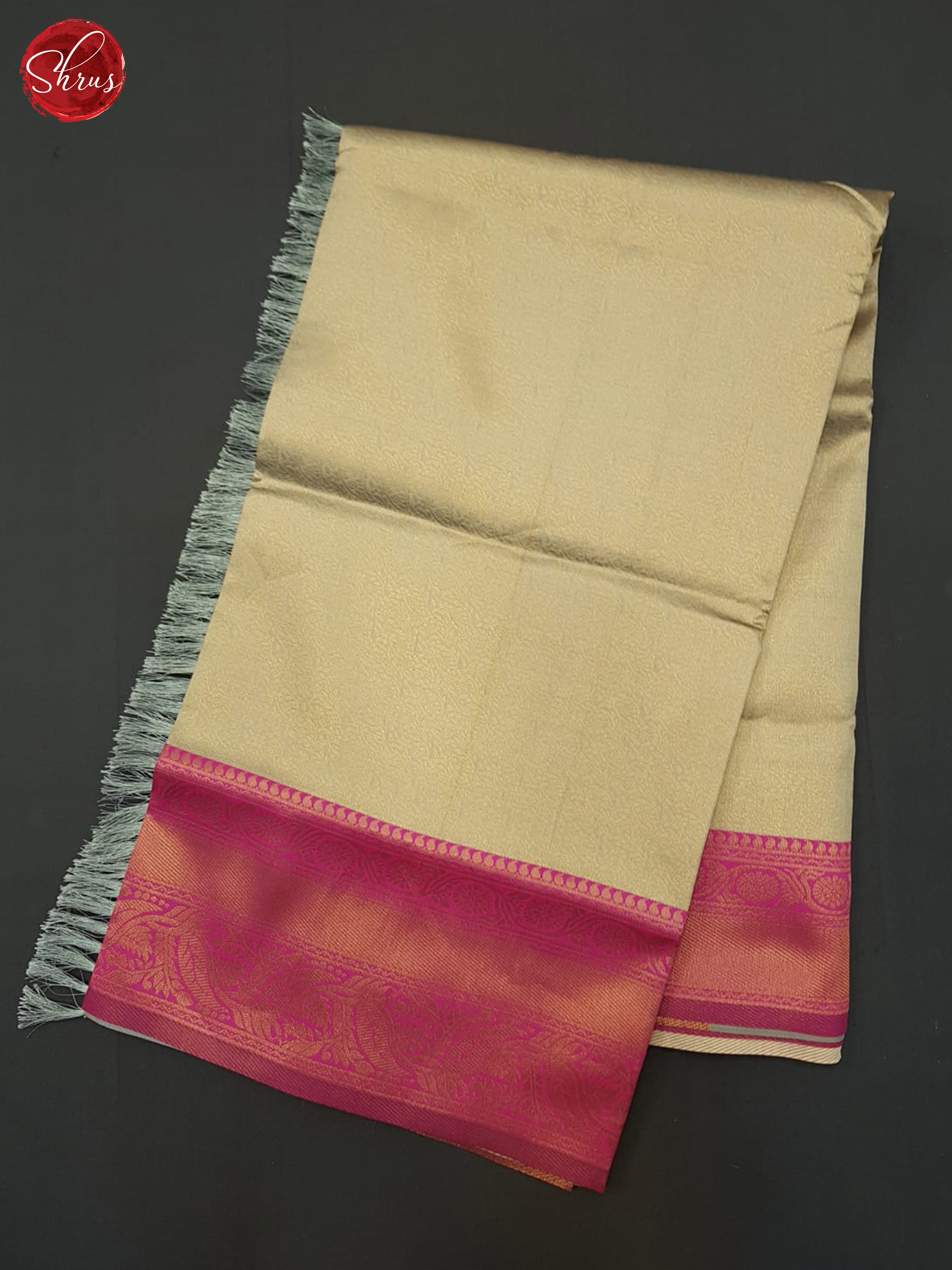 Beige & Pink - Semi Kanchipuram Saree - Shop on ShrusEternity.com