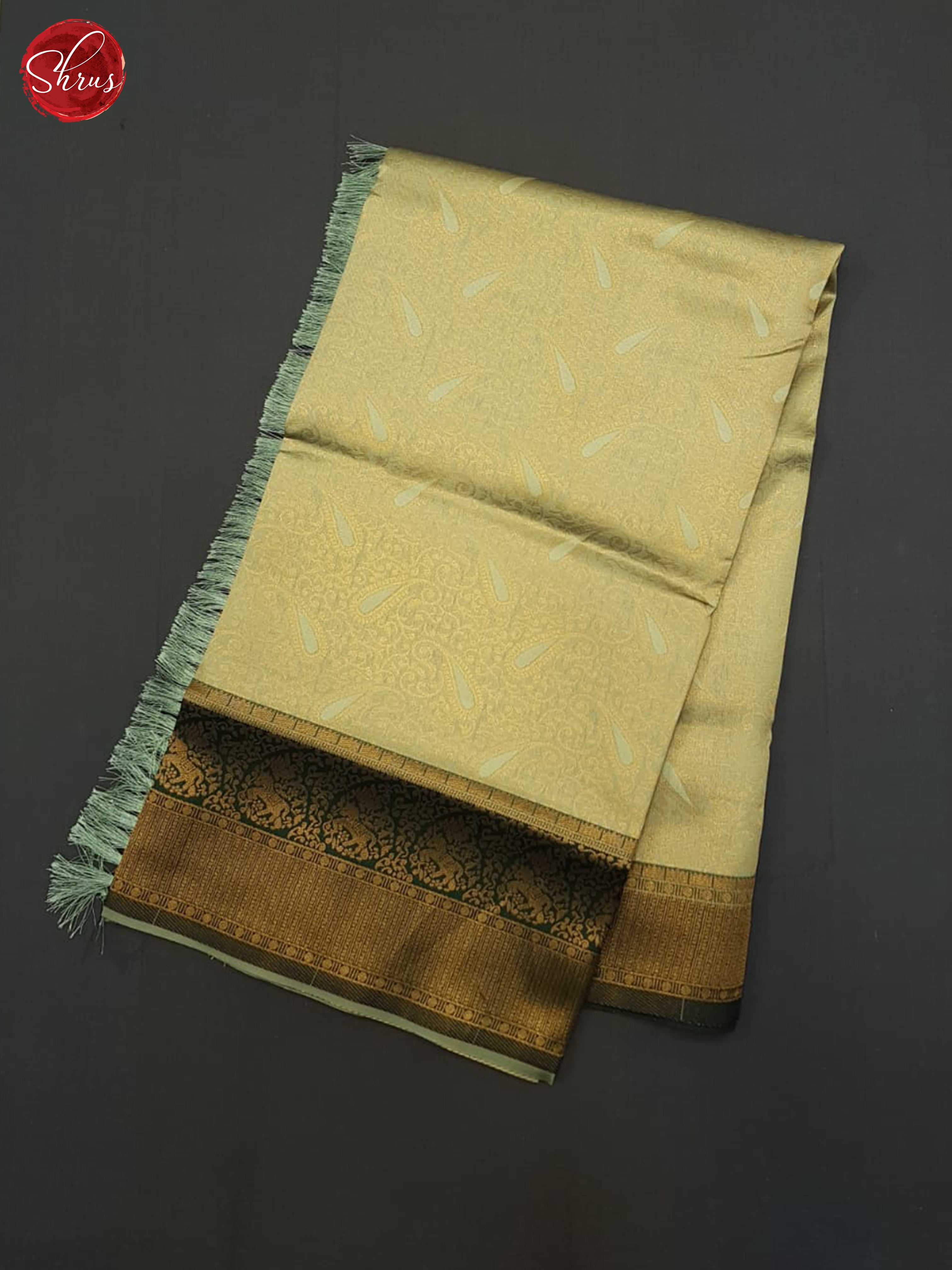 Grey & Green - Semi Kanchipuram Saree - Shop on ShrusEternity.com