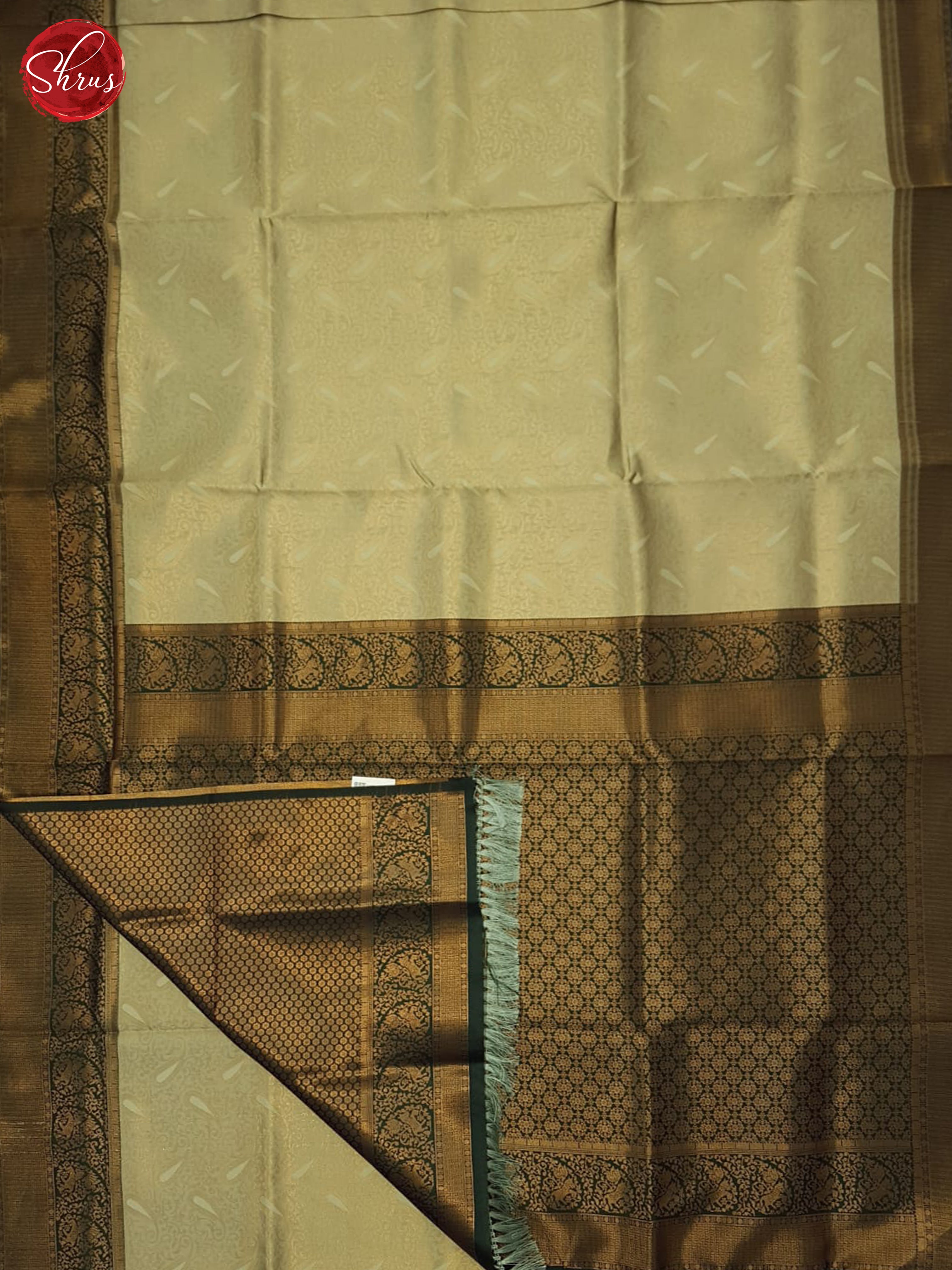 Grey & Green - Semi Kanchipuram Saree - Shop on ShrusEternity.com