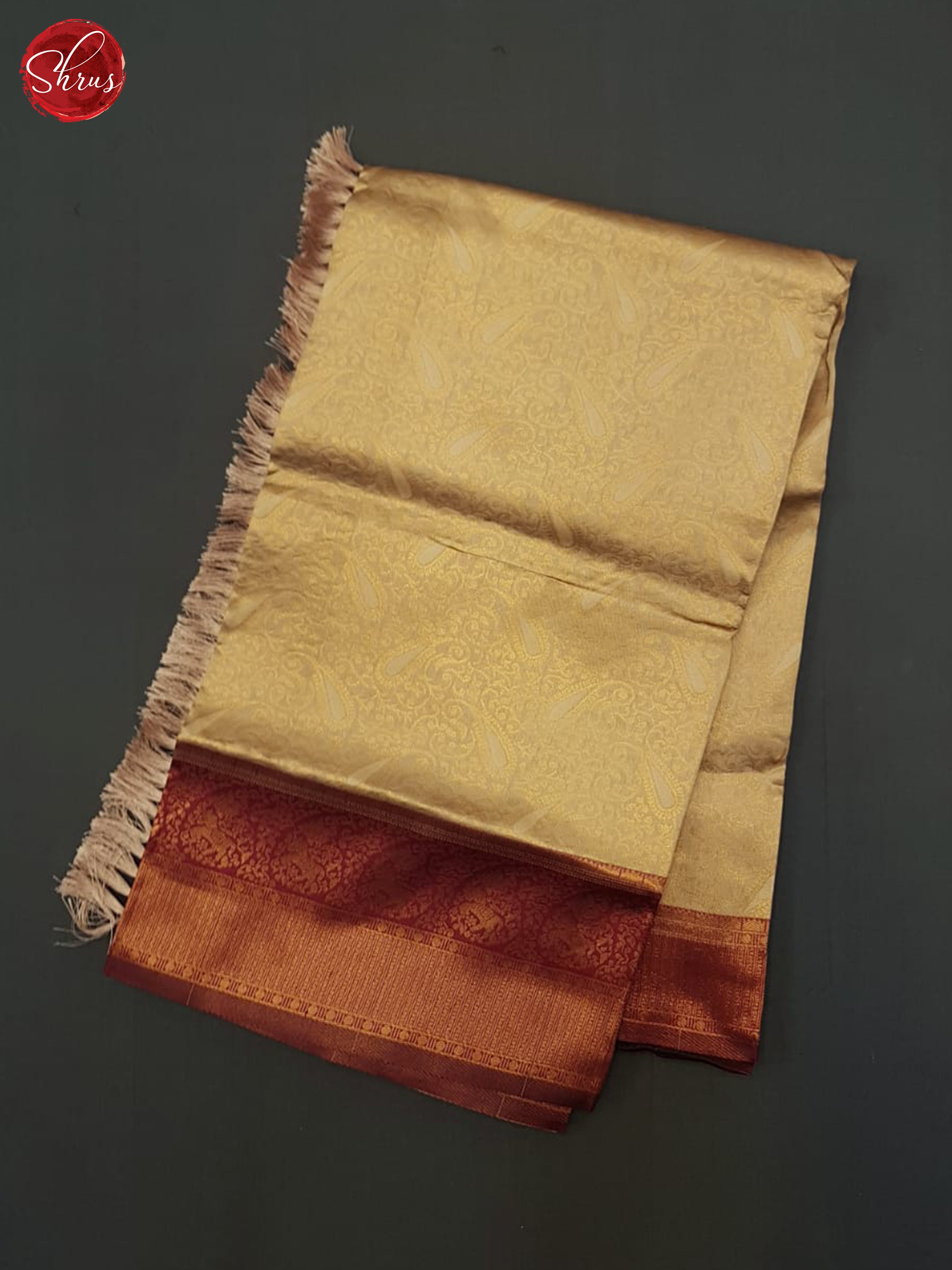 Cream & Arakku MAroon - Semi Kanchipuram Saree - Shop on ShrusEternity.com