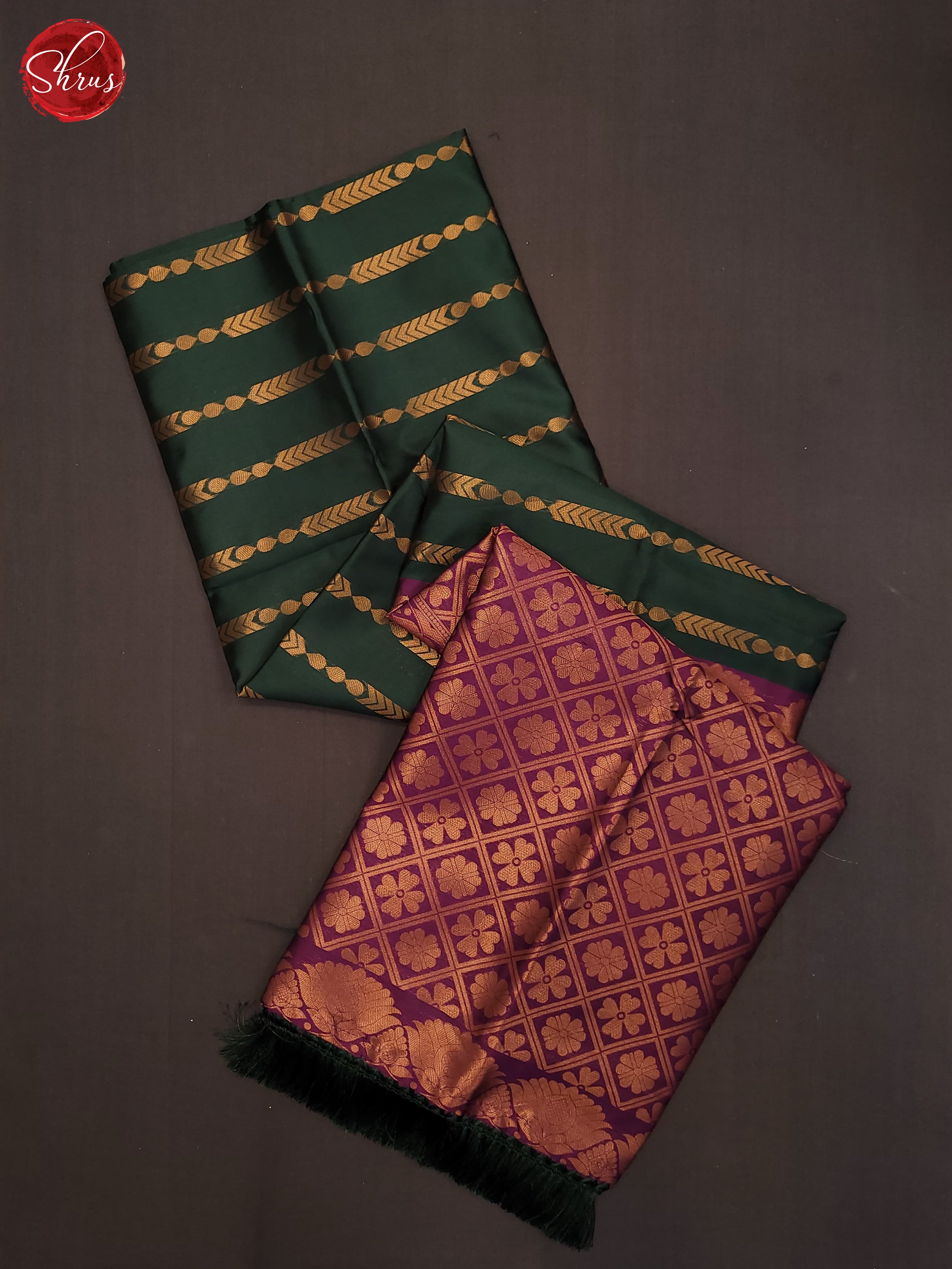 Bottle Green and vadamalli- Semi Soft Silk Saree - Shop on ShrusEternity.com