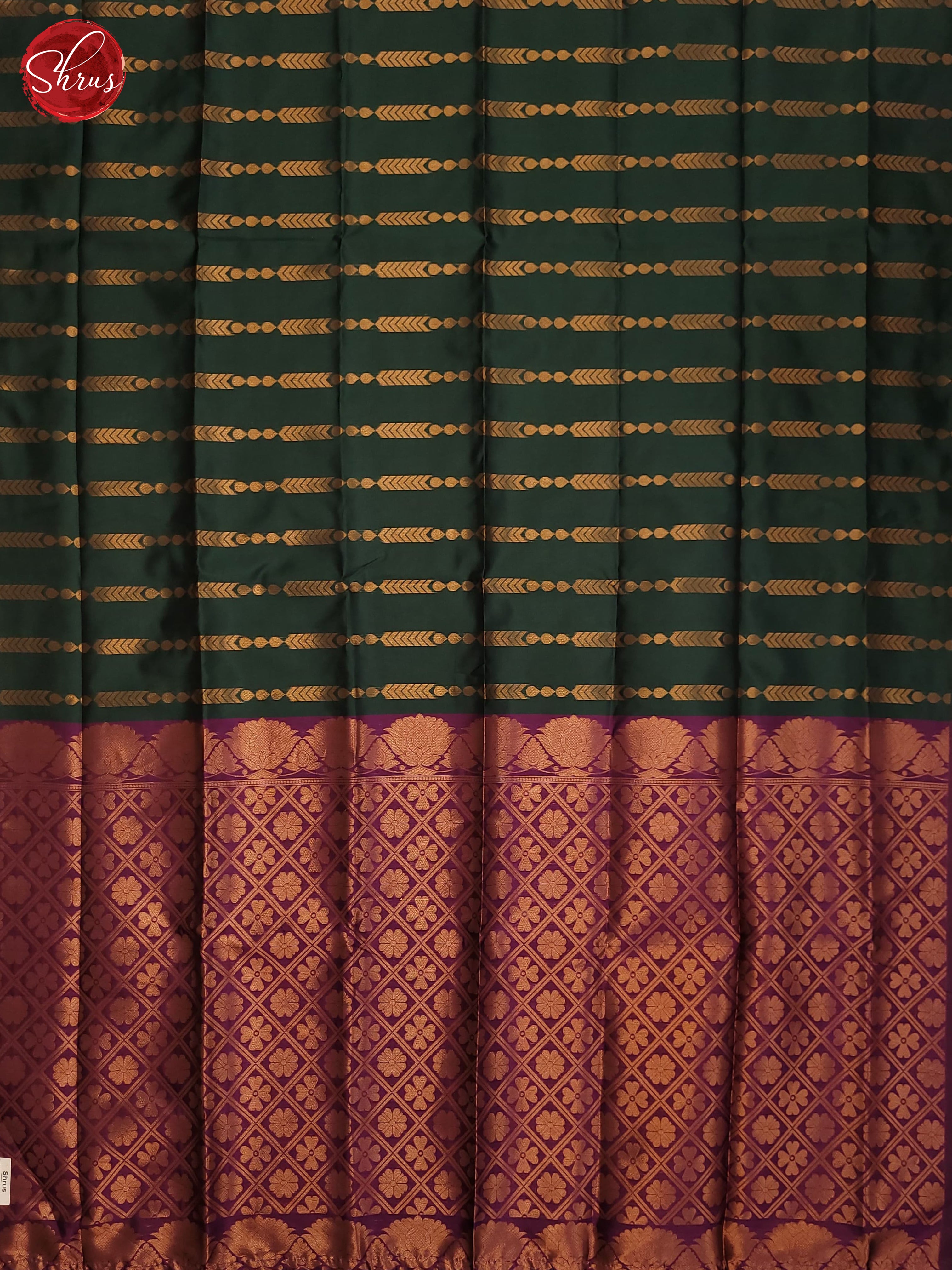 Bottle Green and vadamalli- Semi Soft Silk Saree - Shop on ShrusEternity.com