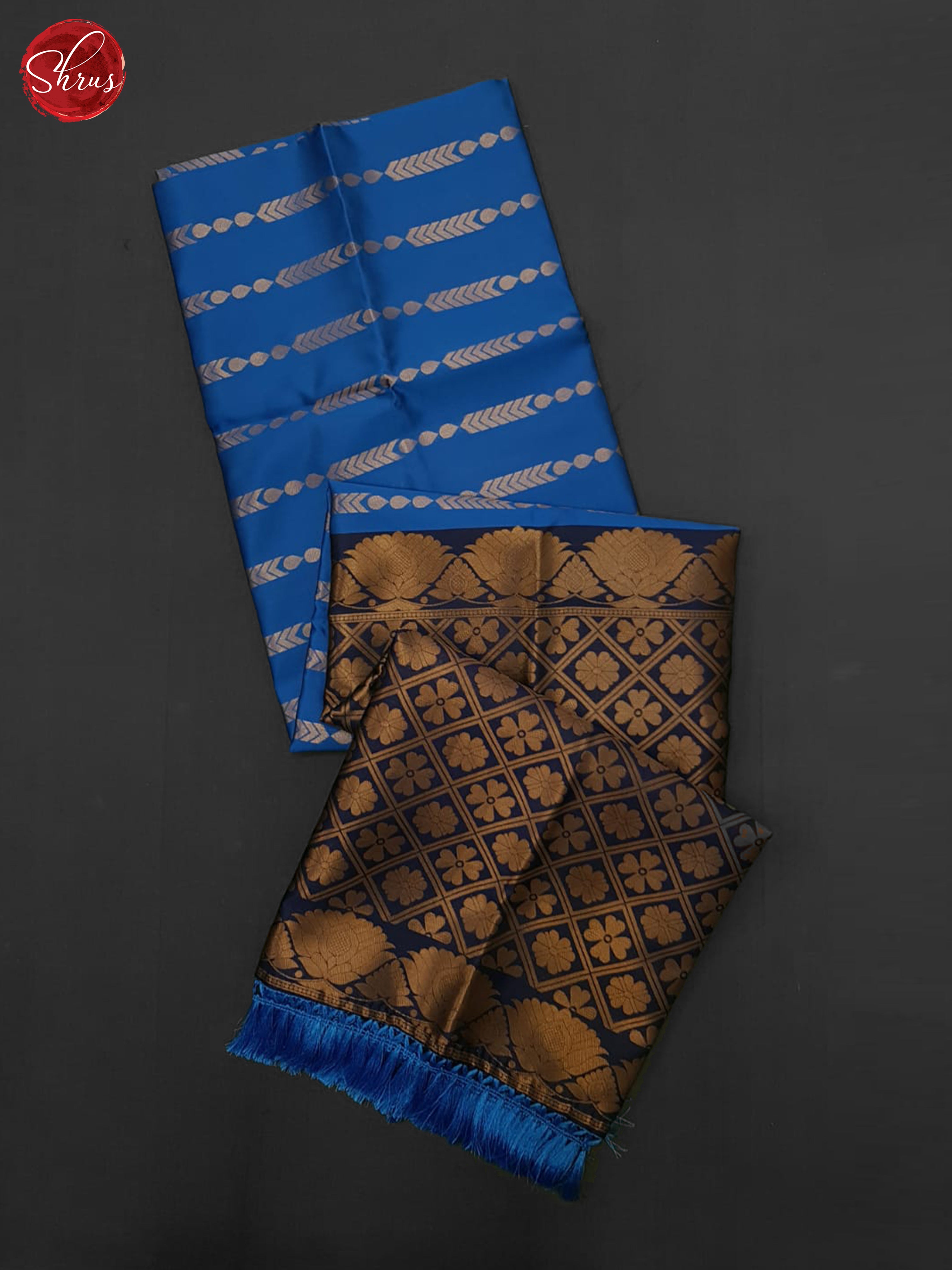 Blue & Navy Blue- Semi Softsilk Saree - Shop on ShrusEternity.com