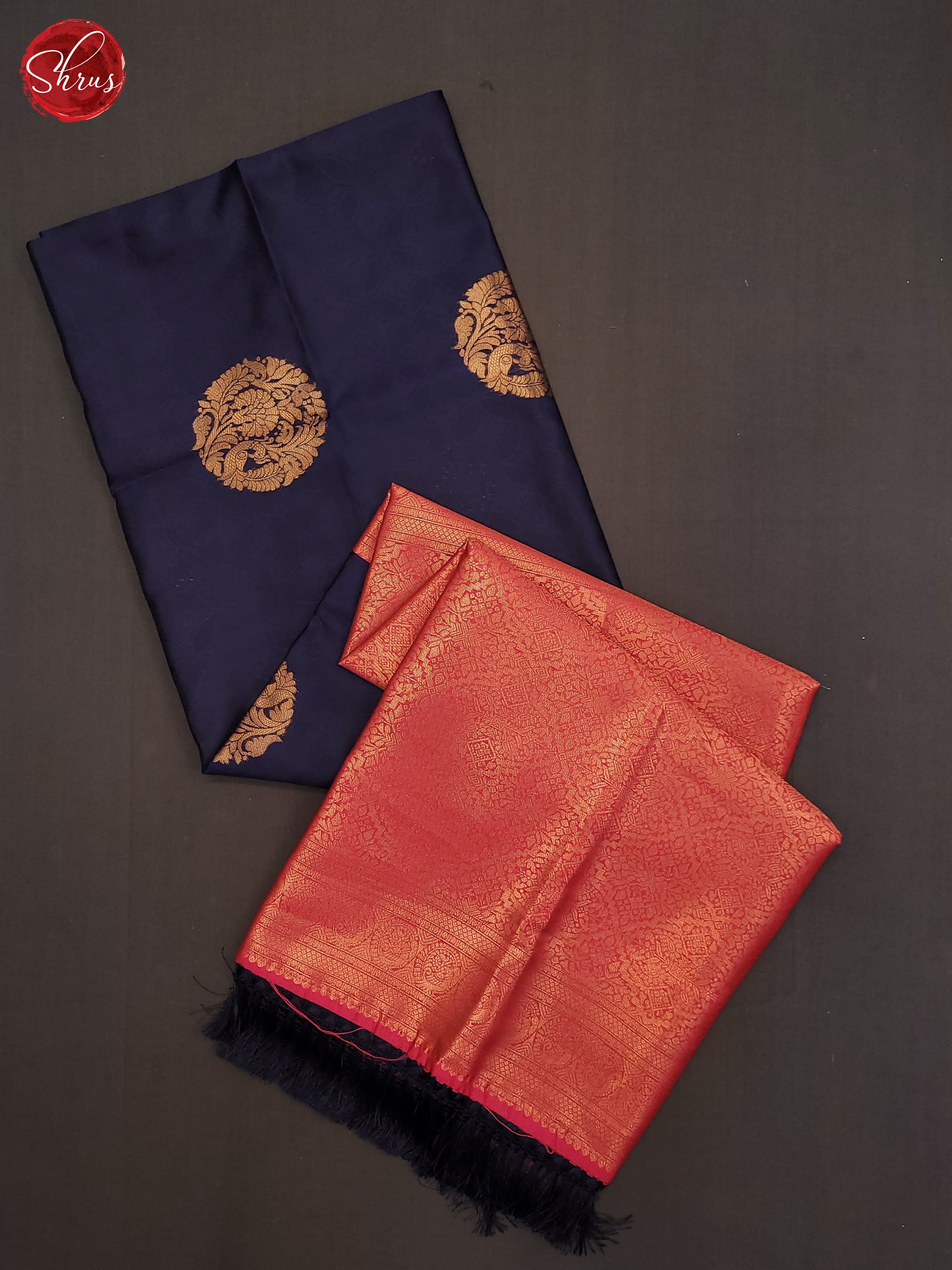 Navy Blue & Pink - Semi Soft Silk Saree - Shop on ShrusEternity.com