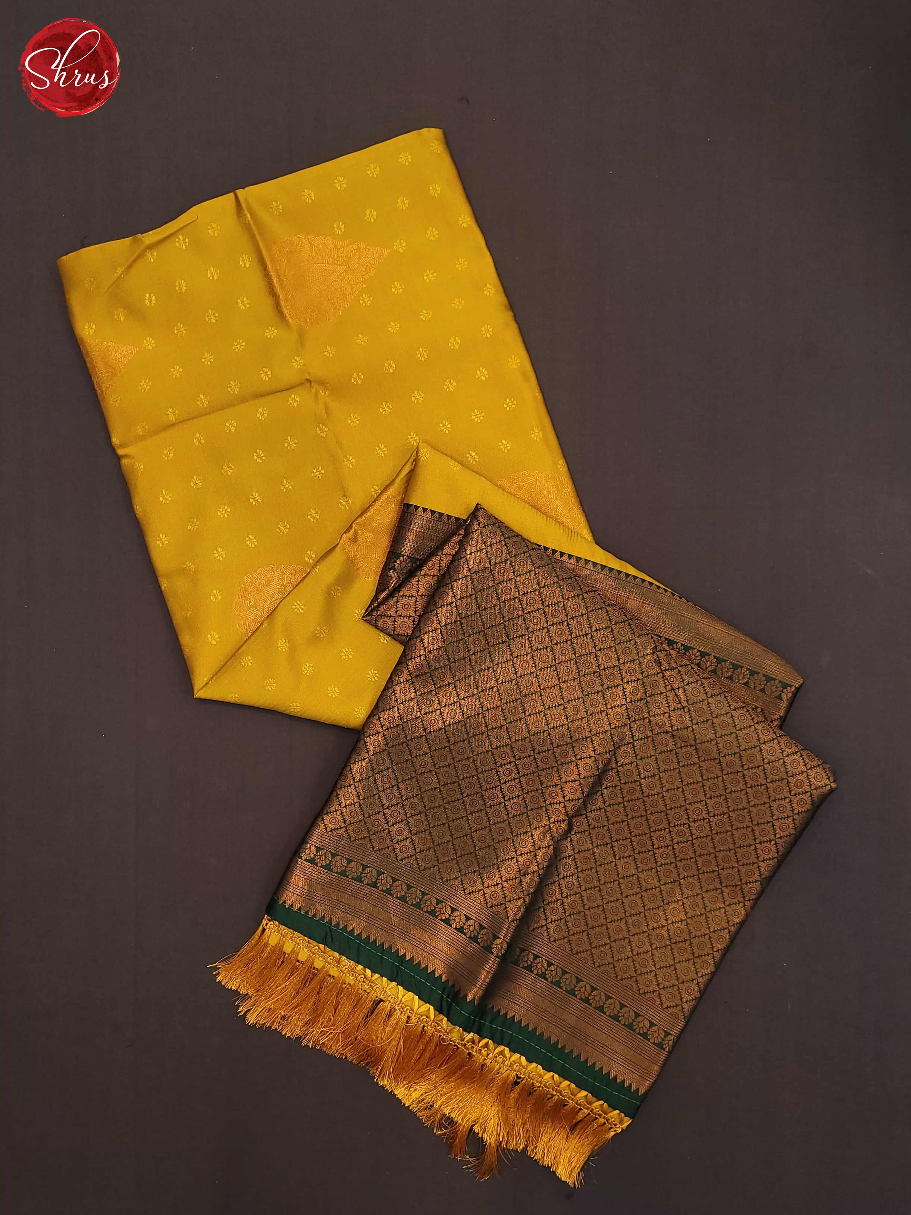 Mustard and Bottle green- Semi Soft Silk Saree - Shop on ShrusEternity.com