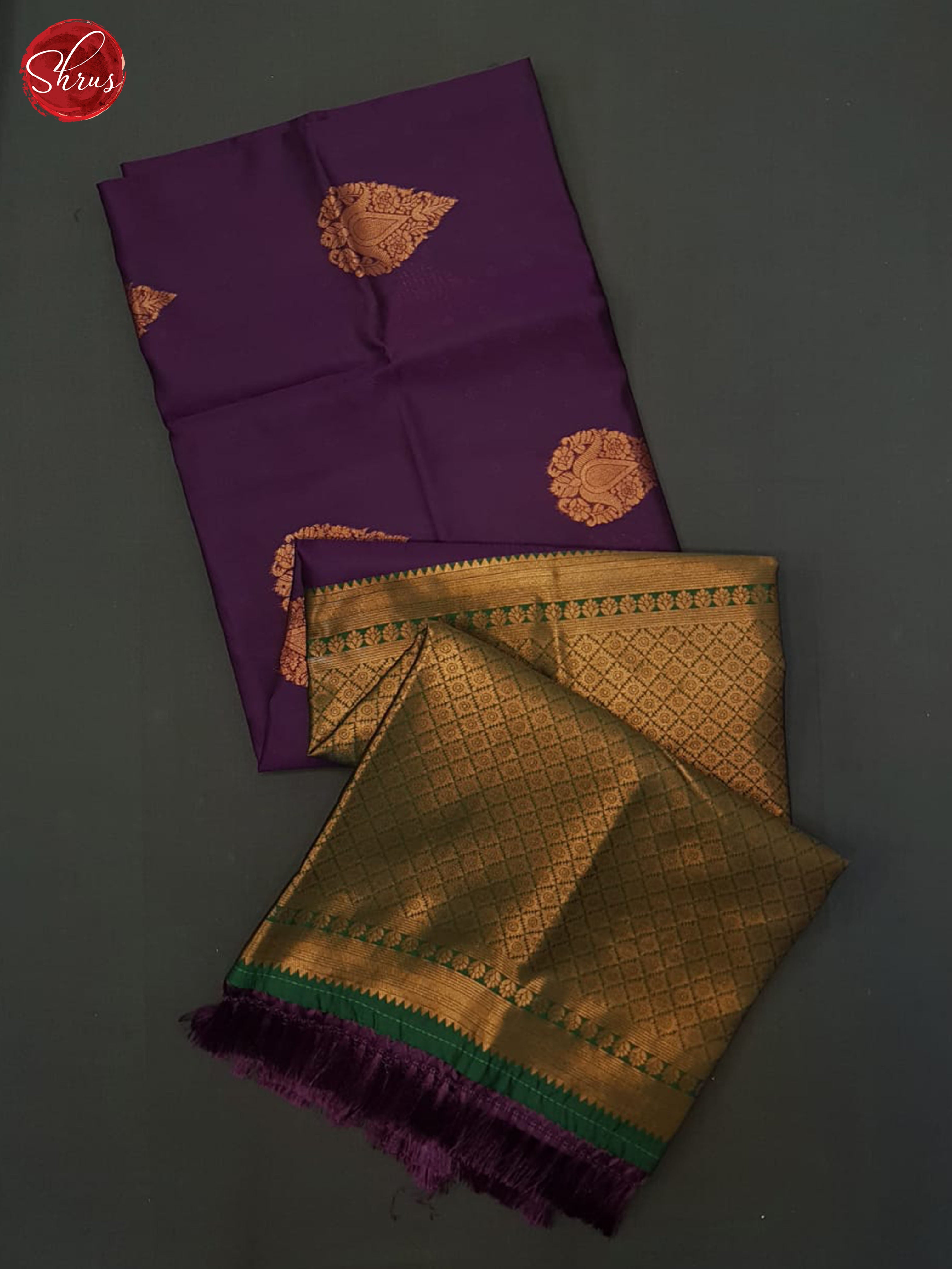 Wine And Green- Semi soft silk saree - Shop on ShrusEternity.com