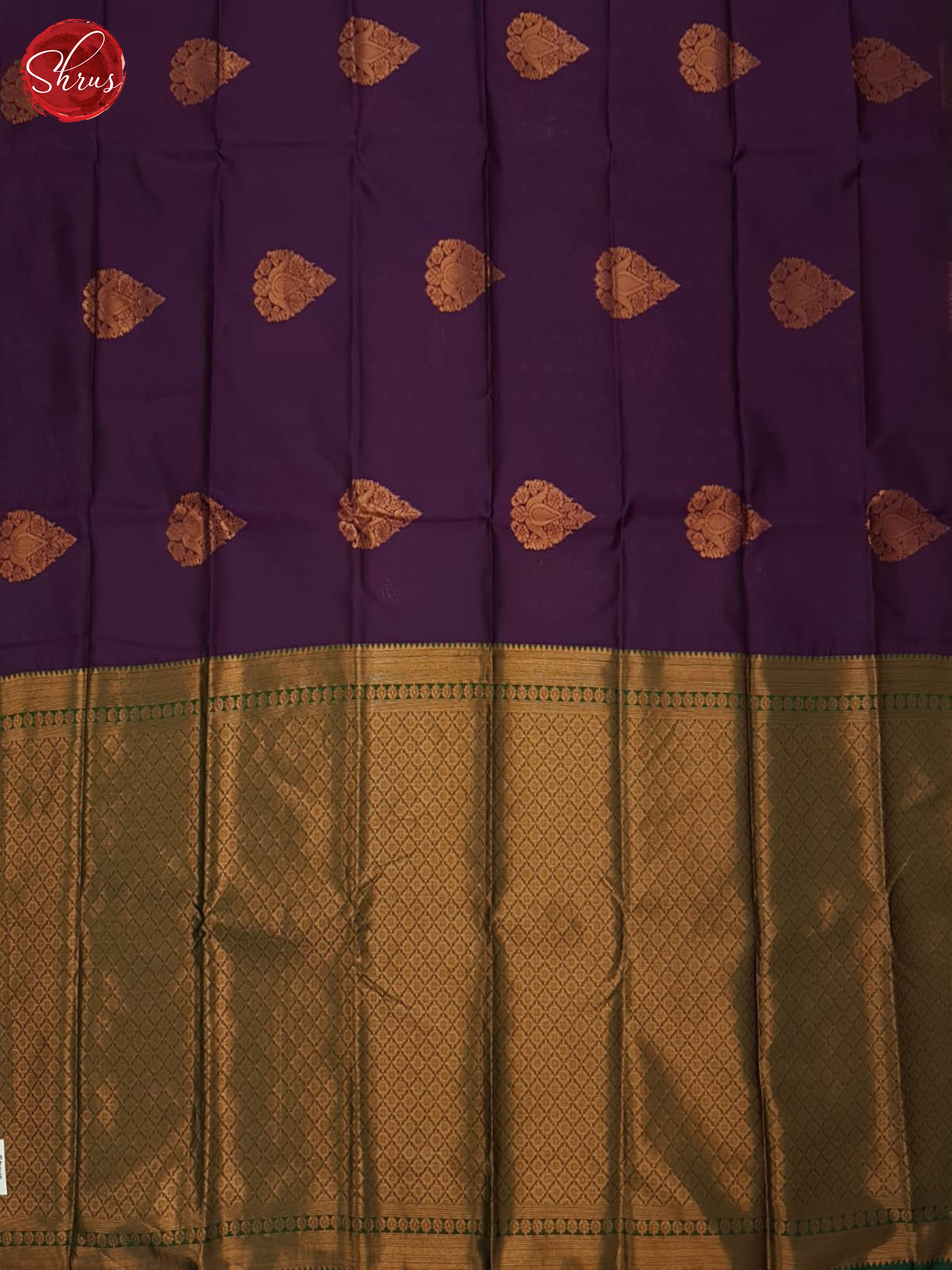 Wine And Green- Semi soft silk saree - Shop on ShrusEternity.com