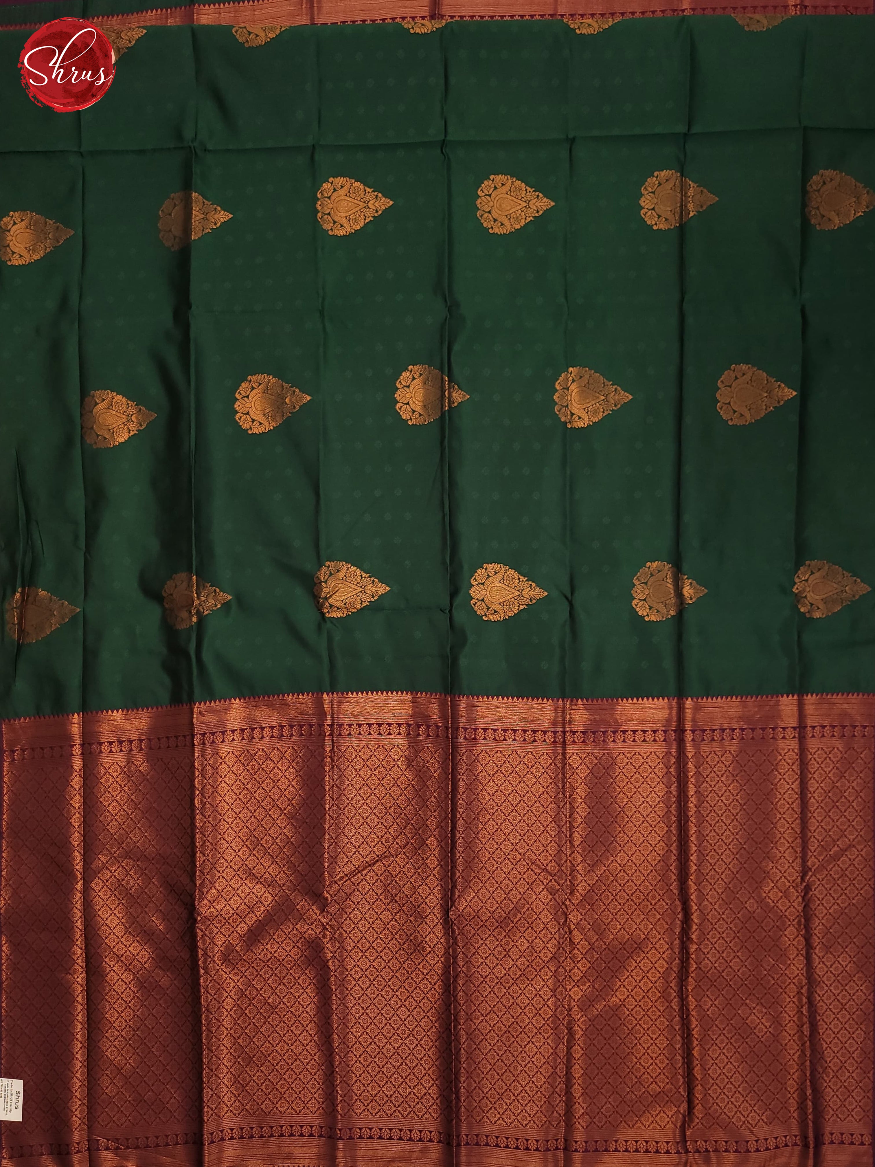 Bottle Green and wine- Semi Soft Silk Saree - Shop on ShrusEternity.com