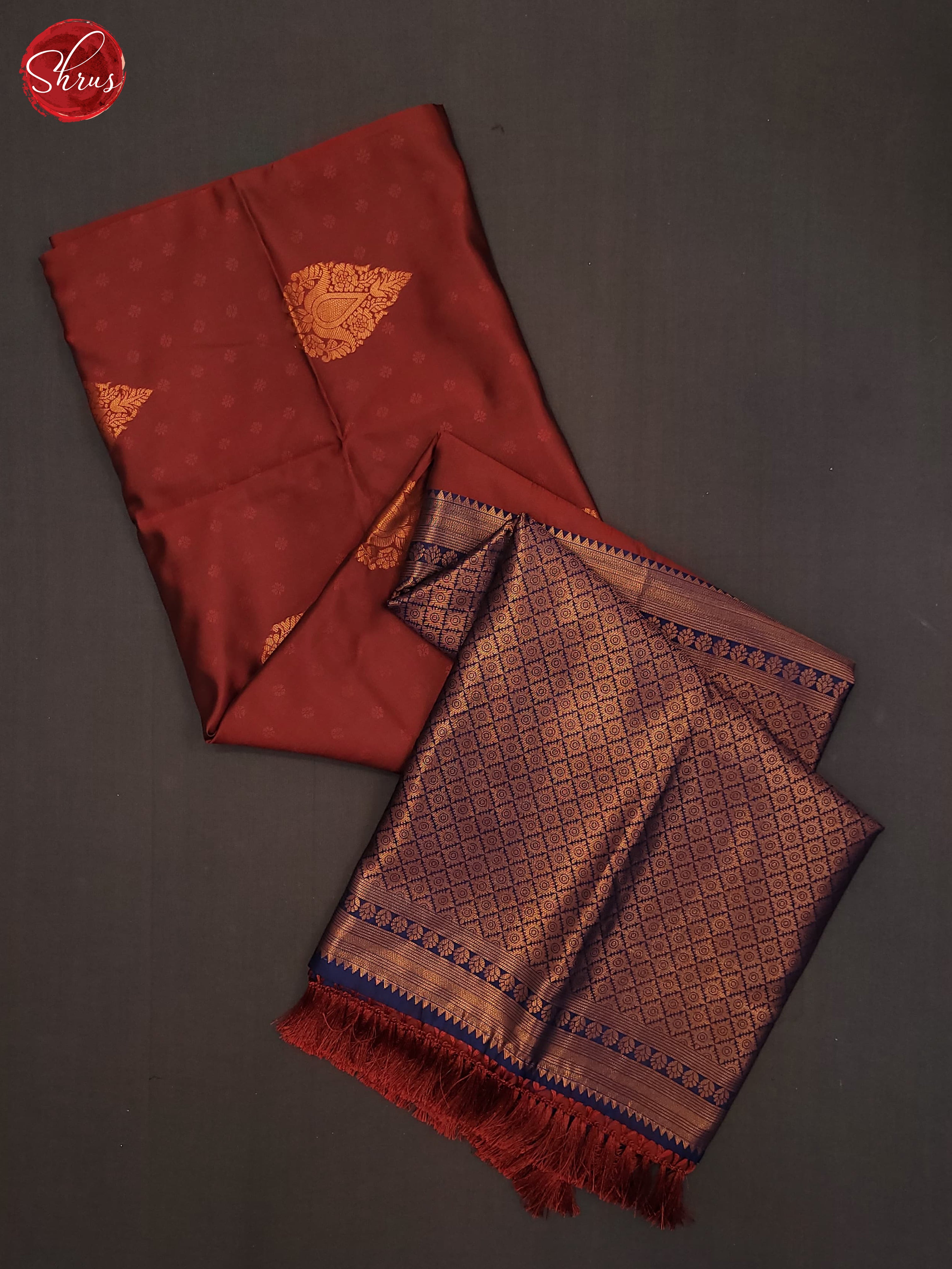 Maroon & Blue- Semi Soft Silk Saree - Shop on ShrusEternity.com