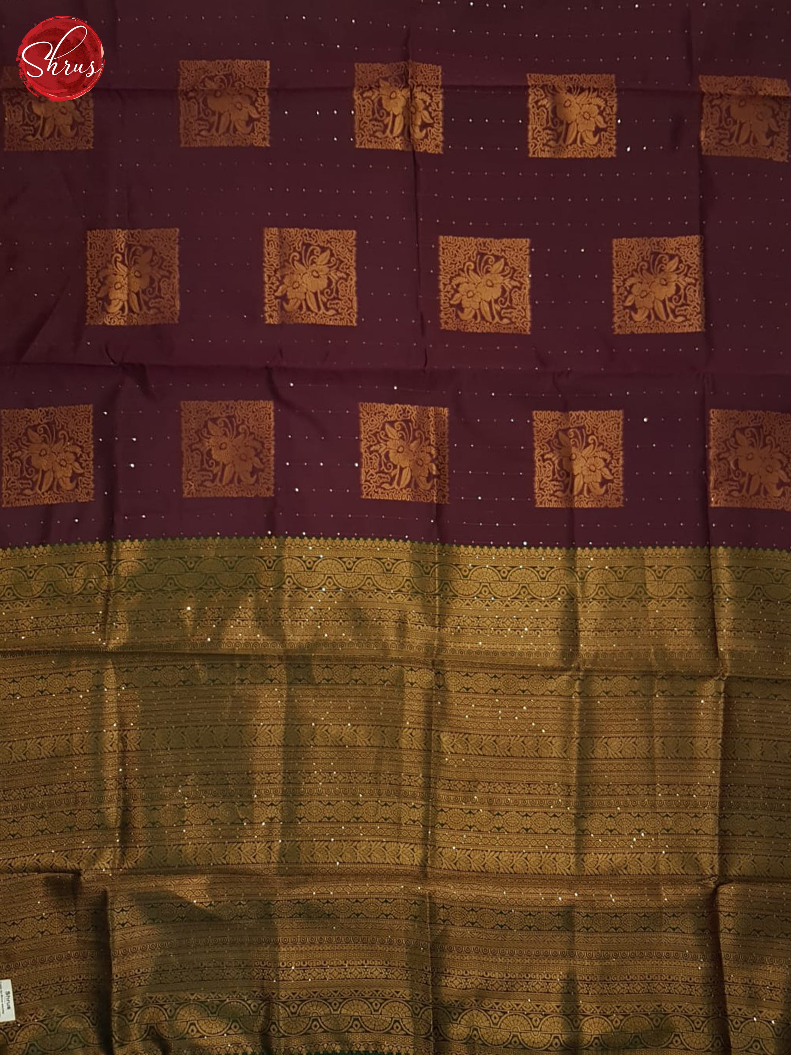 Maroon & Green  - Semi crepe Saree - Shop on ShrusEternity.com