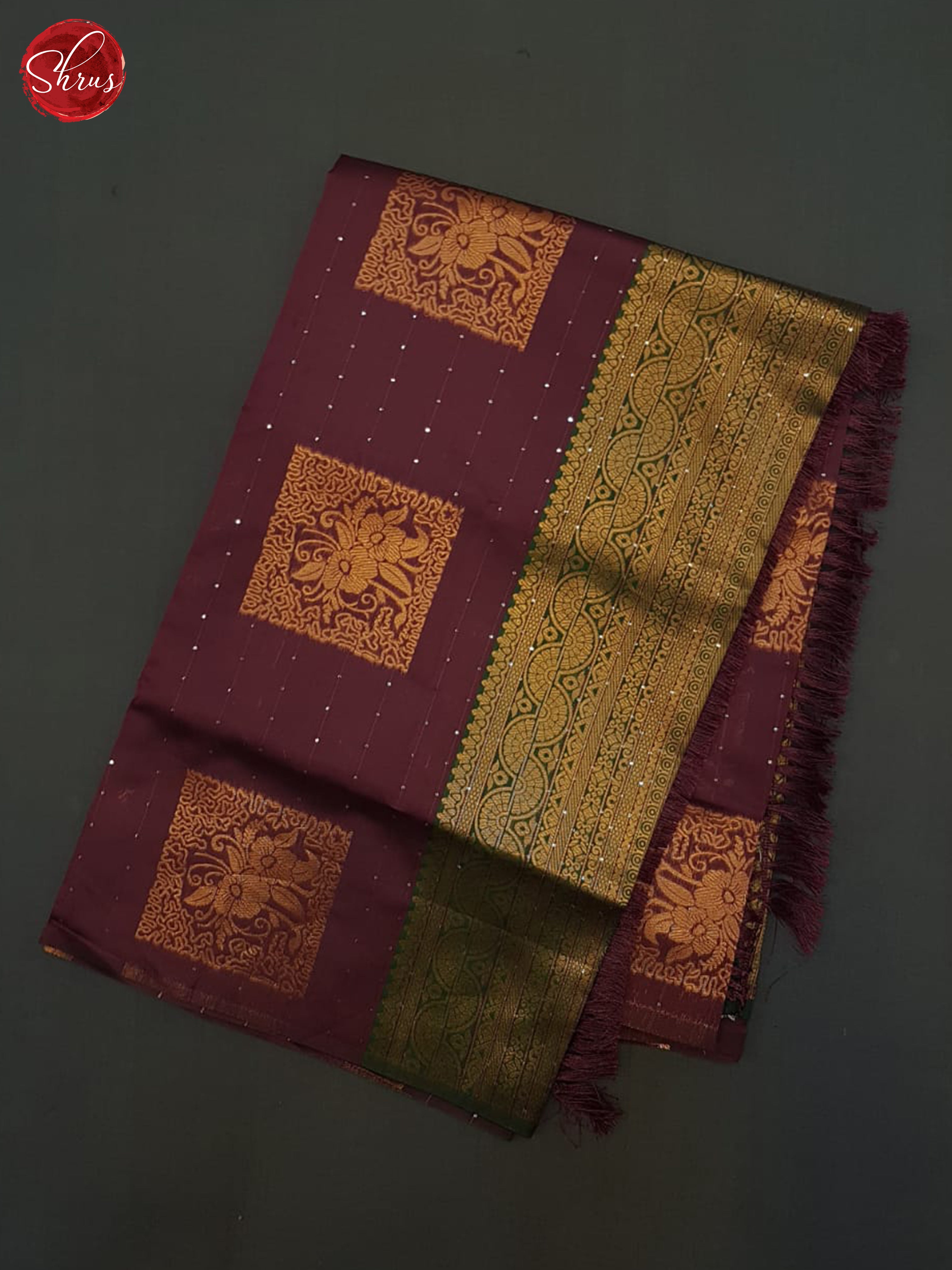 Maroon & Green  - Semi crepe Saree - Shop on ShrusEternity.com