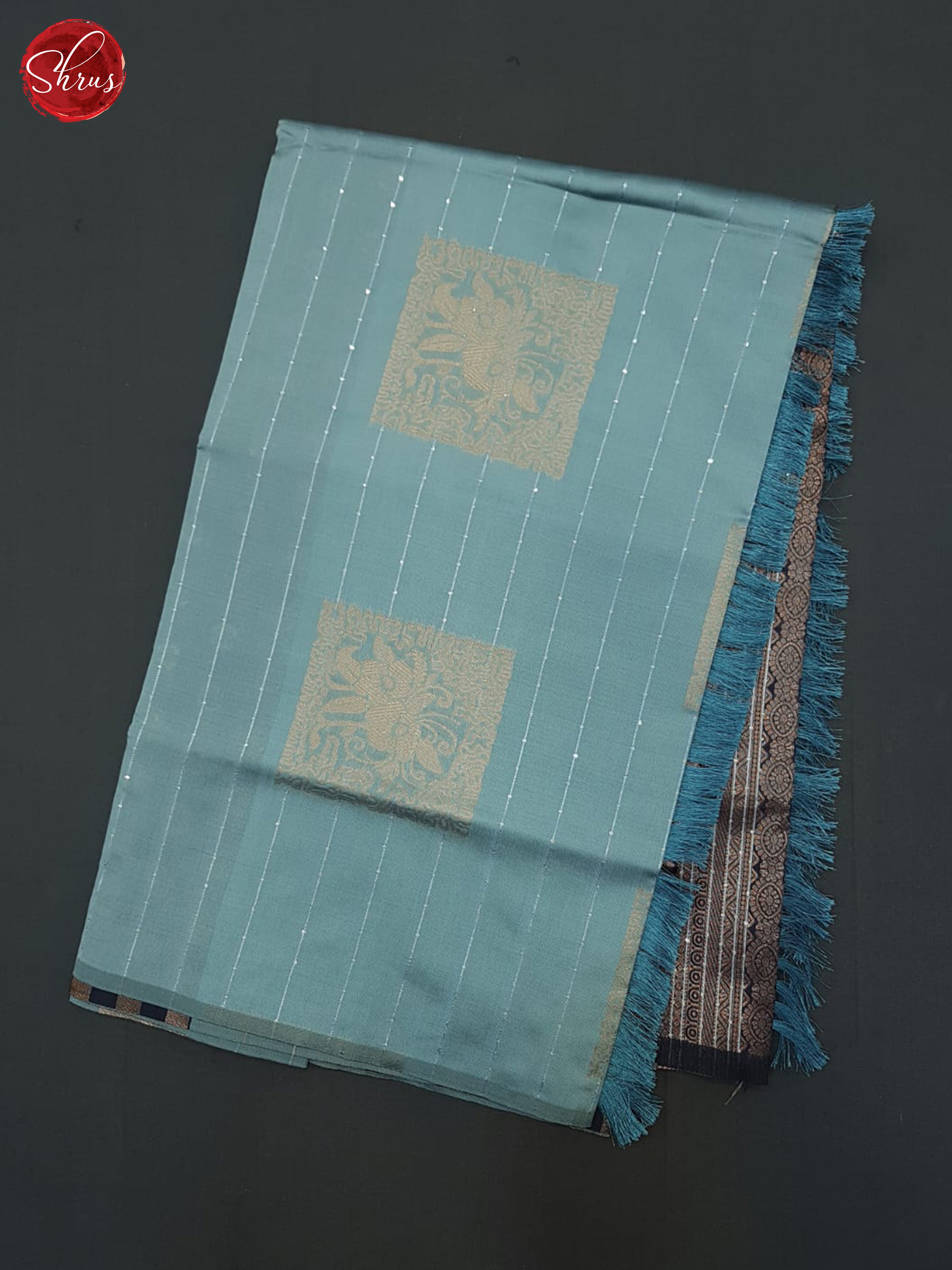 Pastel Blue & Blue - Semi Softsilk Saree - Shop on ShrusEternity.com