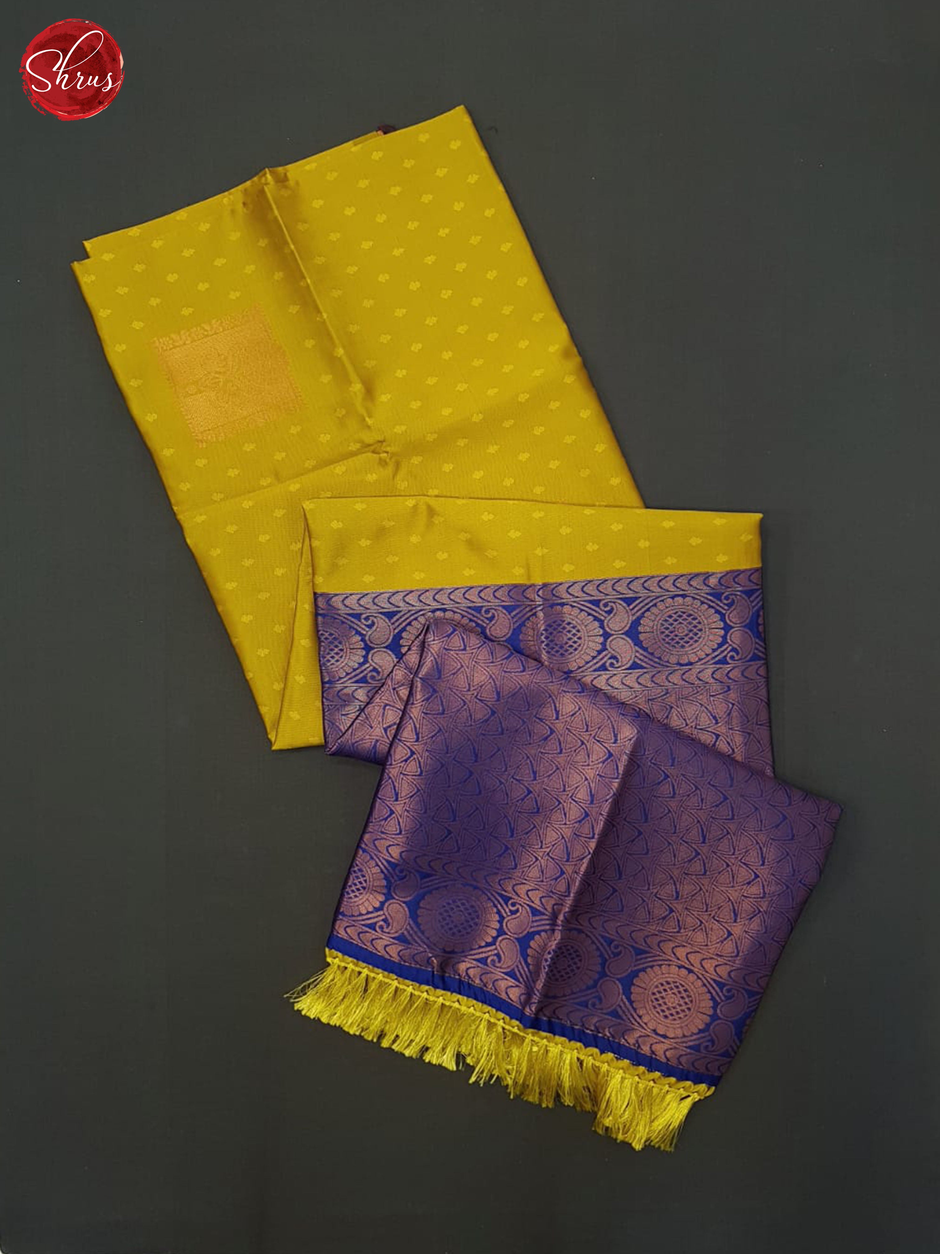 Mustard And Blue-semi soft silk saree - Shop on ShrusEternity.com