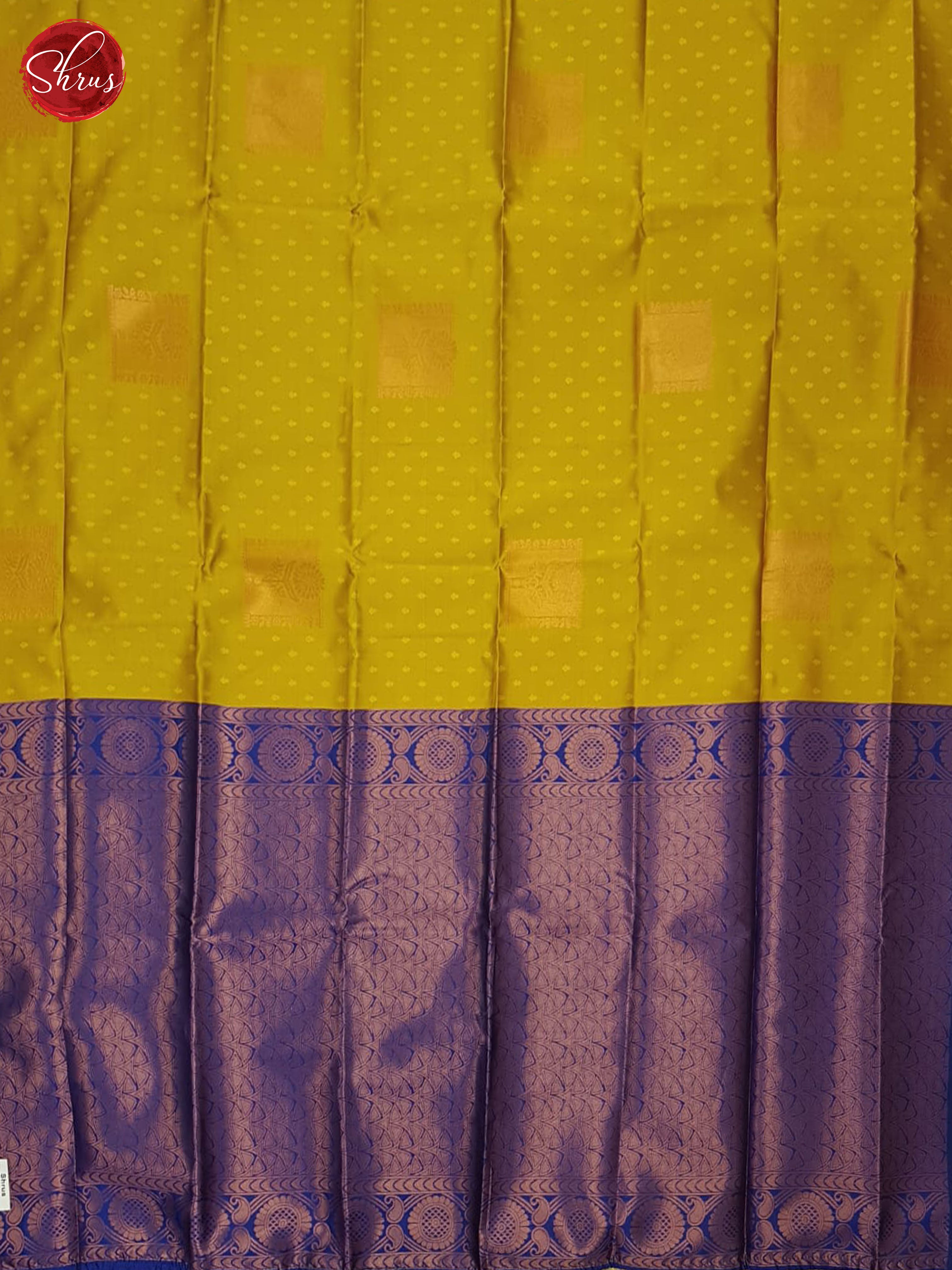 Mustard And Blue-semi soft silk saree - Shop on ShrusEternity.com