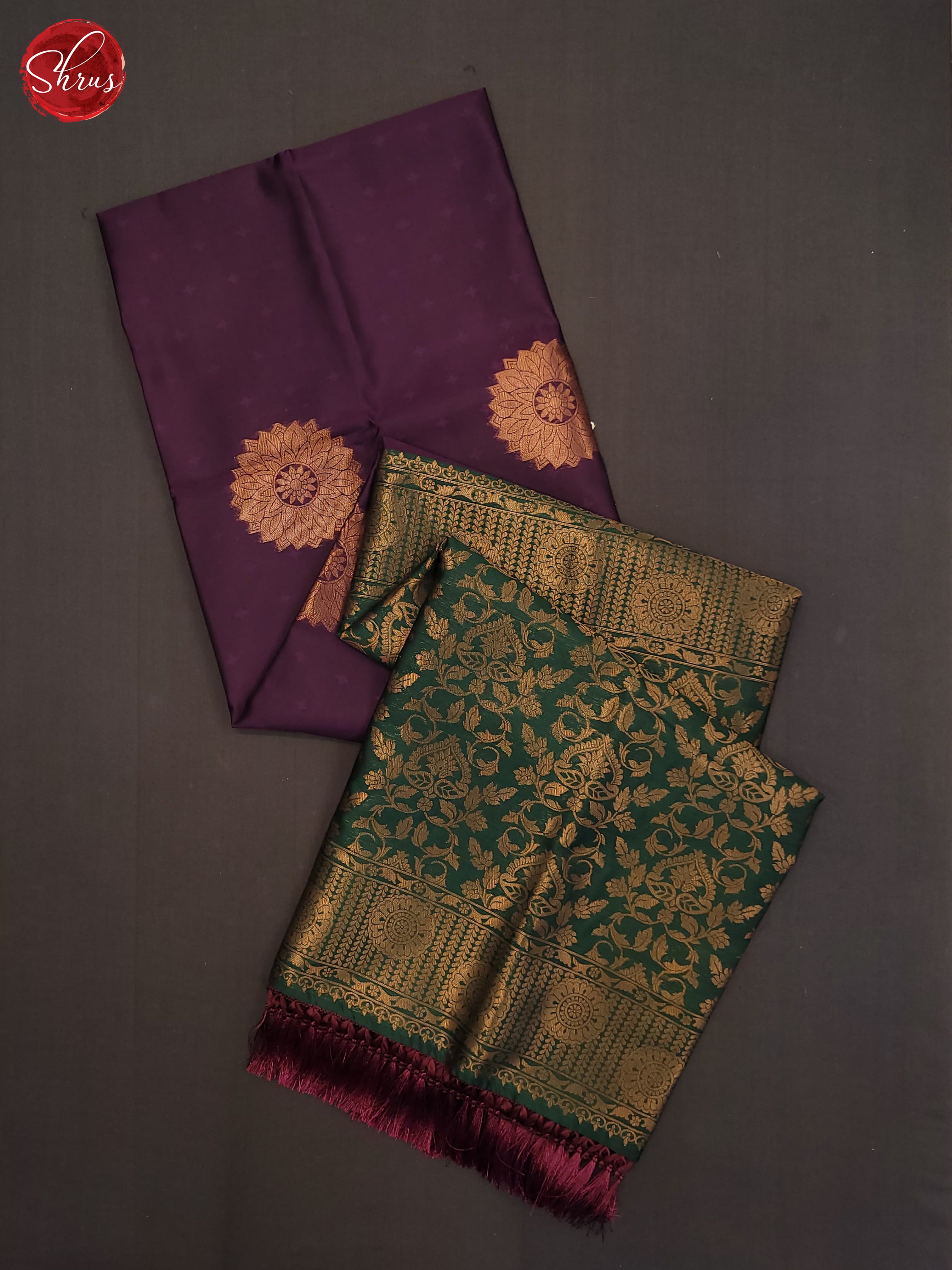 Wine and Bottle green- Semi Soft SIlk Saree - Shop on ShrusEternity.com