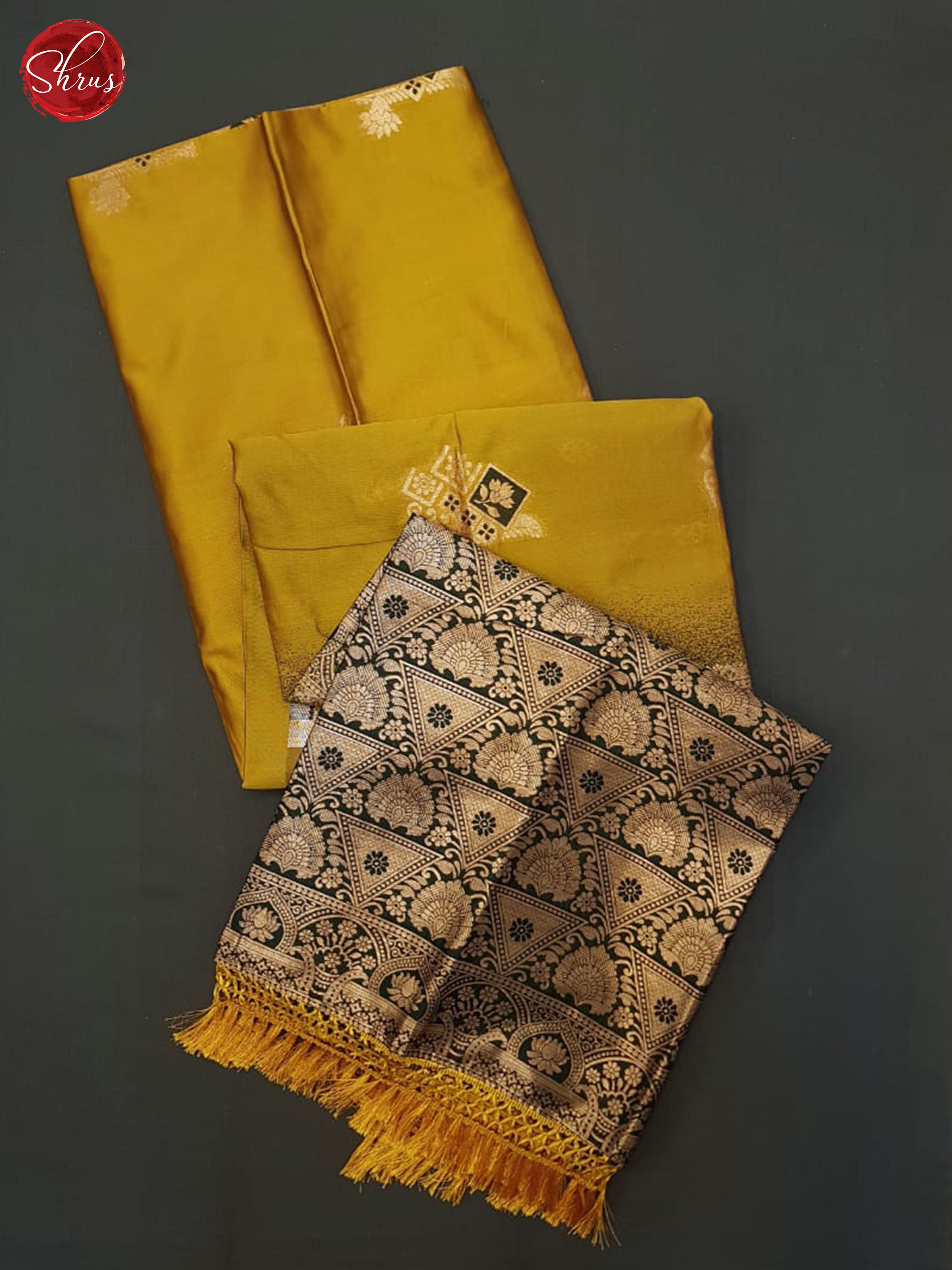 Mustard and green - Semi Softsilk Saree - Shop on ShrusEternity.com