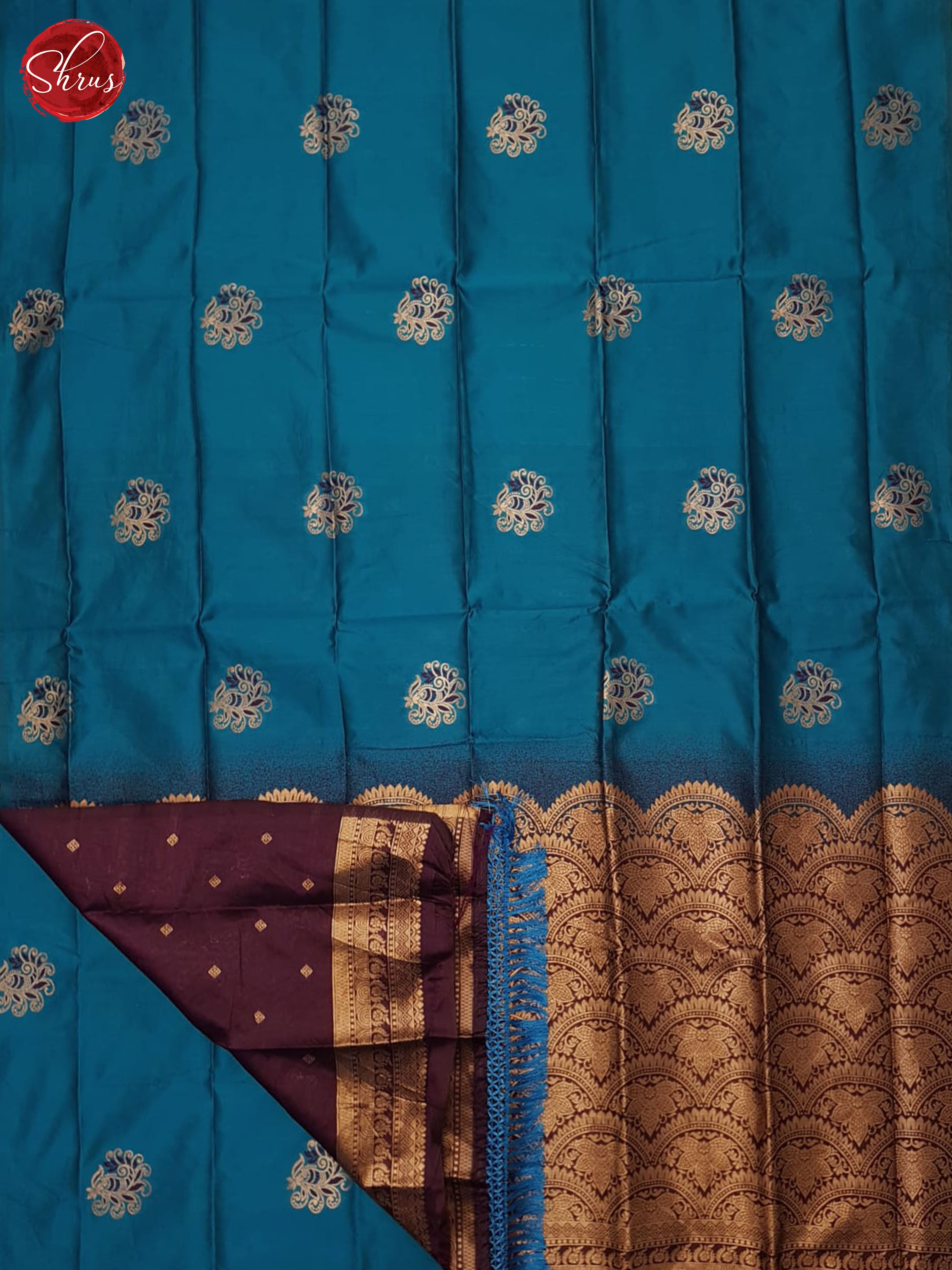 Blue and  Wine - Semi Softsilk Saree - Shop on ShrusEternity.com