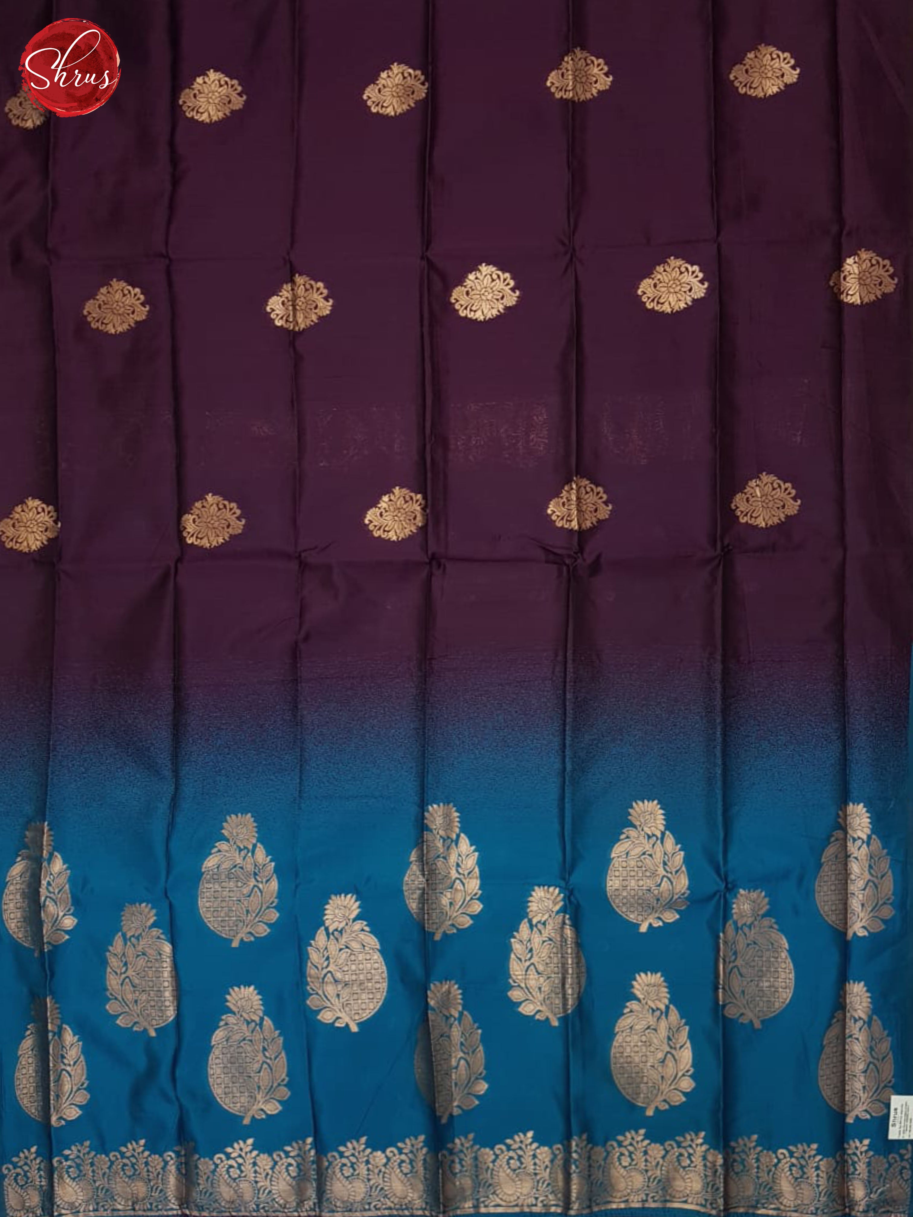 Wine and Blue- Semi Softsilk Saree - Shop on ShrusEternity.com