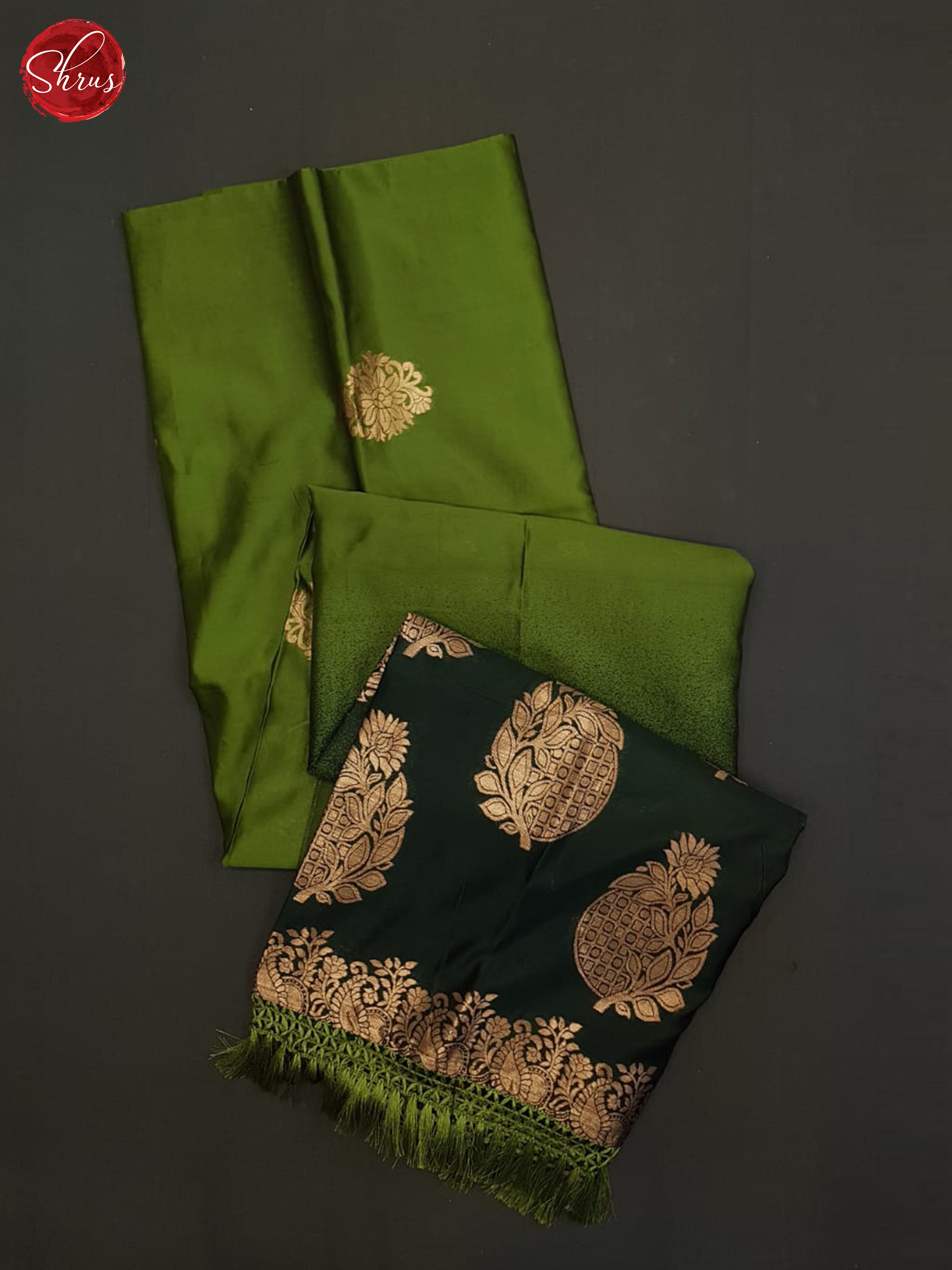 Green and Dark green- Semi  Soft silk saree - Shop on ShrusEternity.com